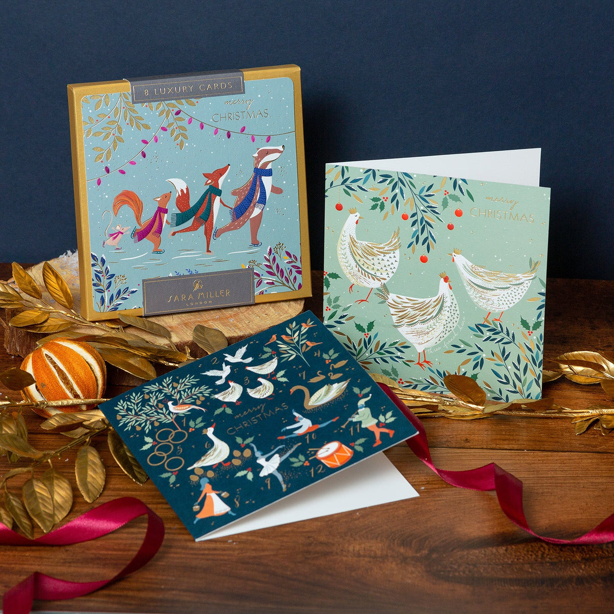 Pack Of 36 Luxury Foiled Christmas Cards By Tracks – 135x220mm (5x9"), With Envelopes
