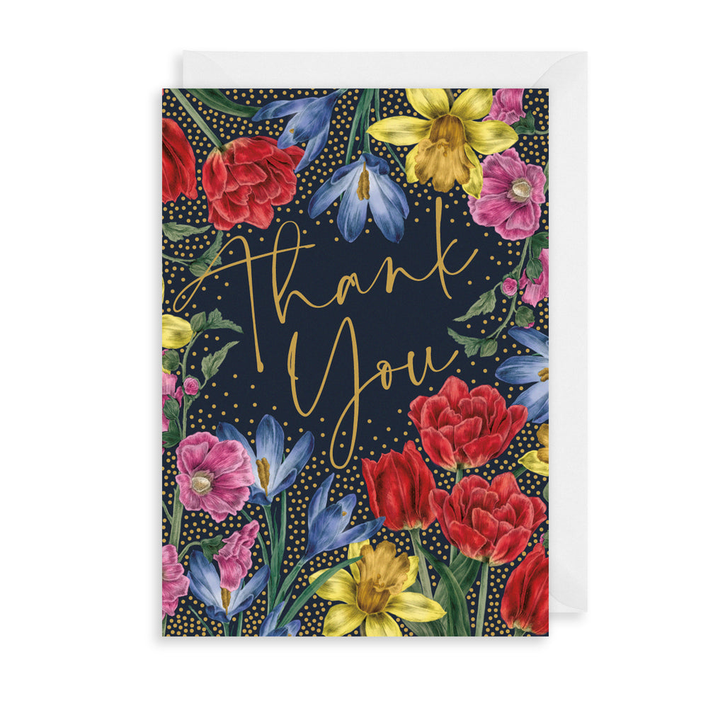 Floral Thank You Greetings Card The Art File