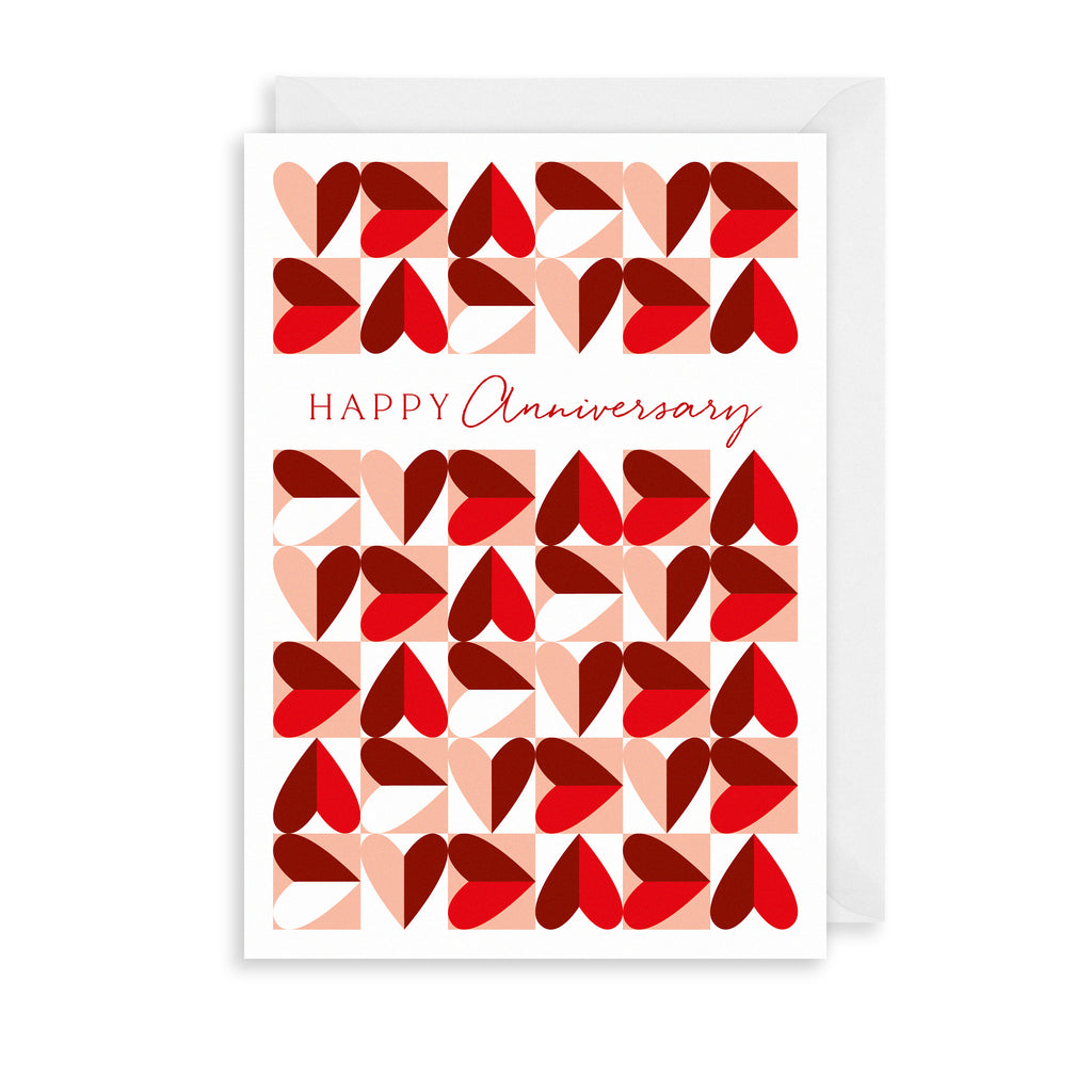Geometric Hearts Anniversary Greetings Card The Art File