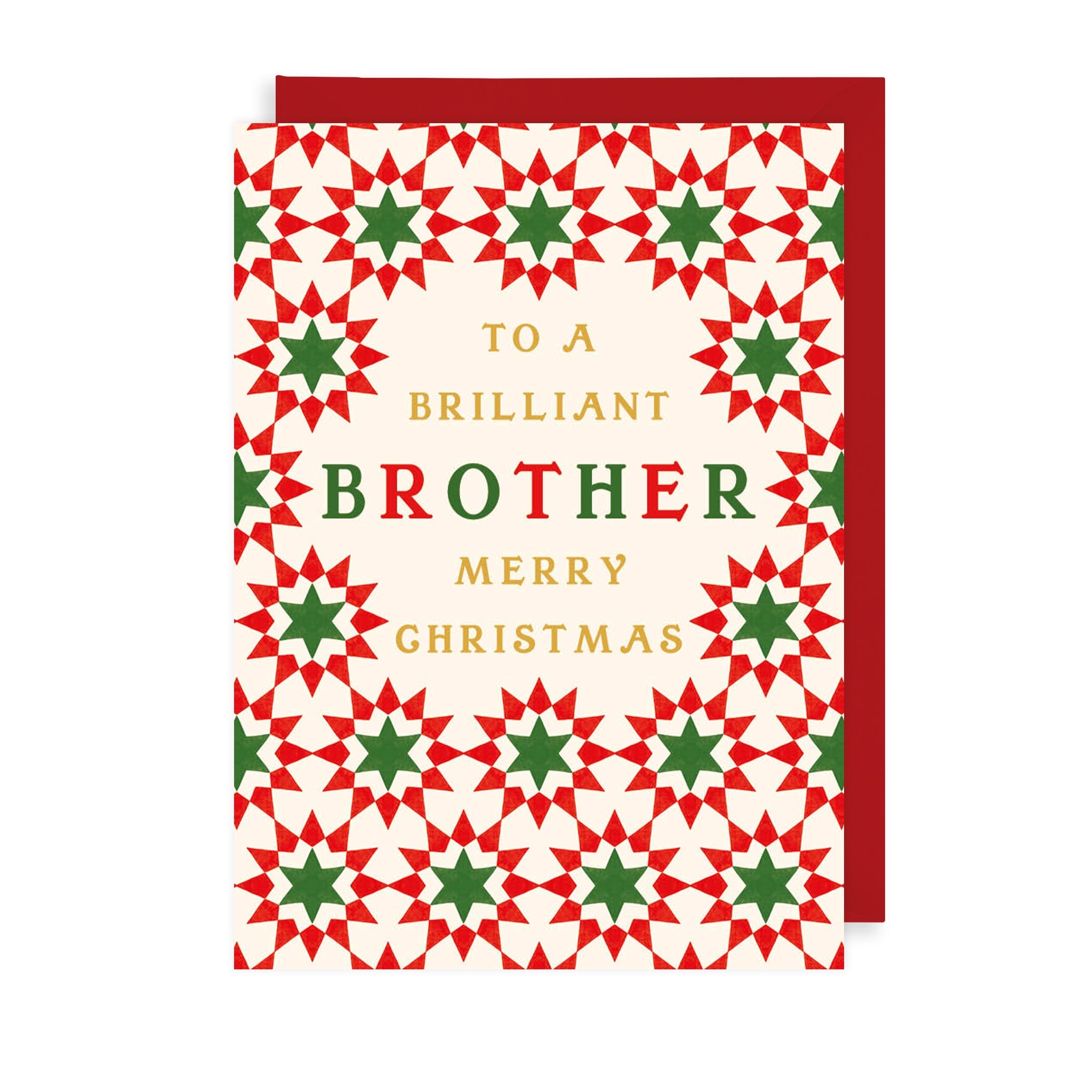 Geo Stars Brilliant Brother Christmas Card