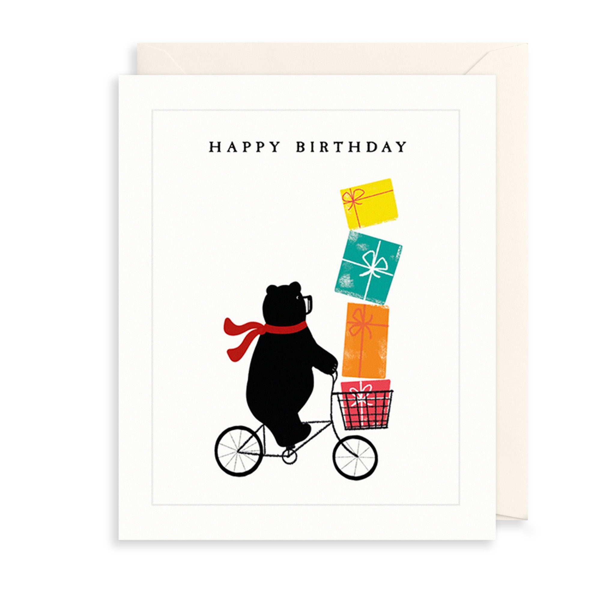 Bear on Bike Greetings Card