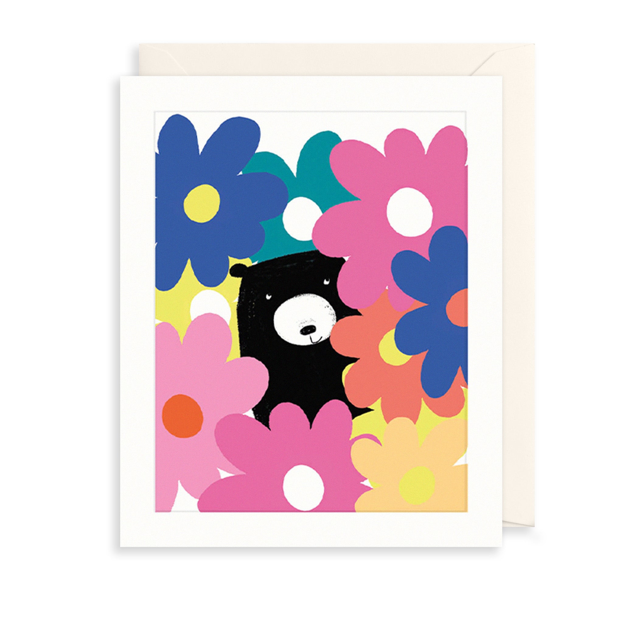 Bear & Flowers Greetings Card