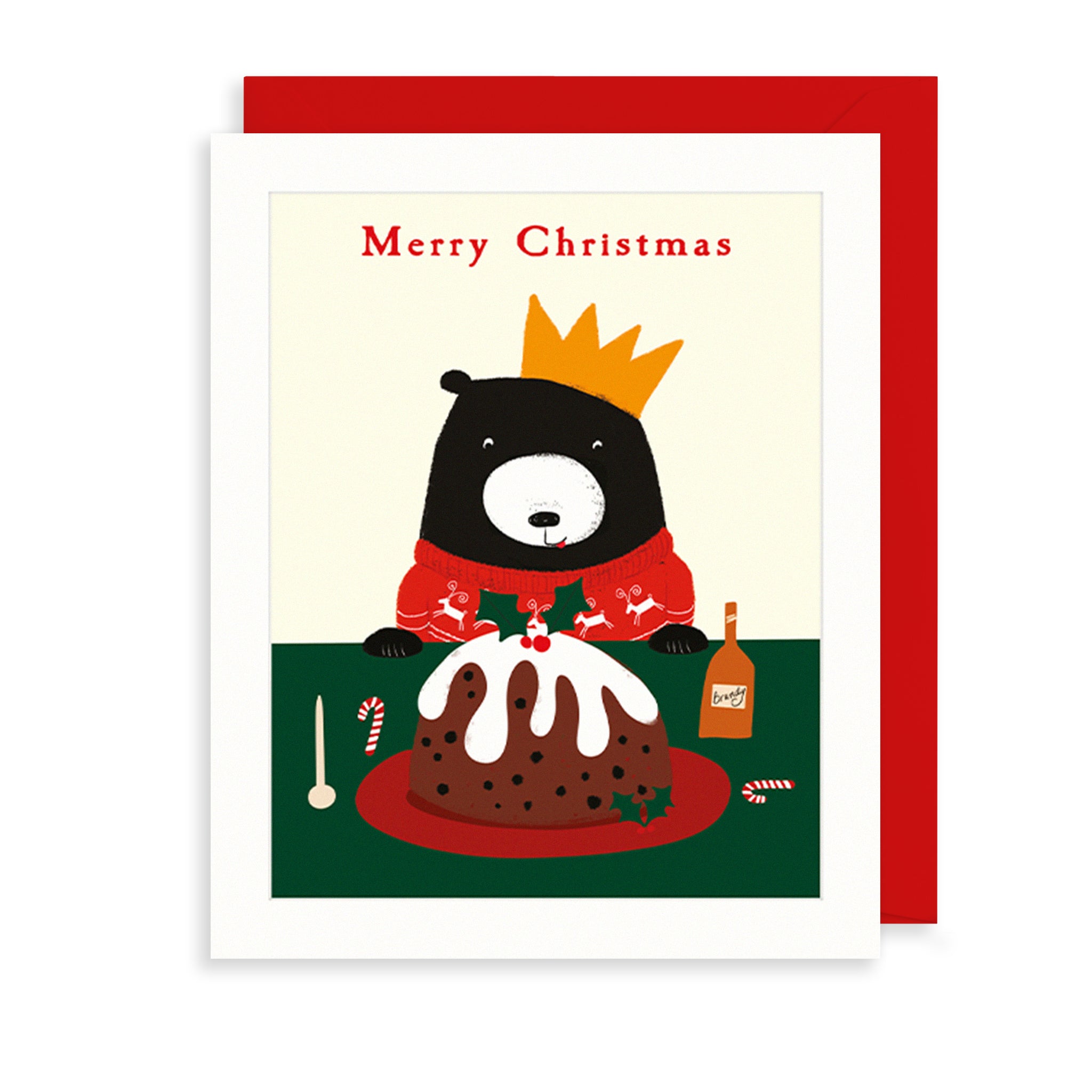 Christmas Pudding Bear Christmas Card