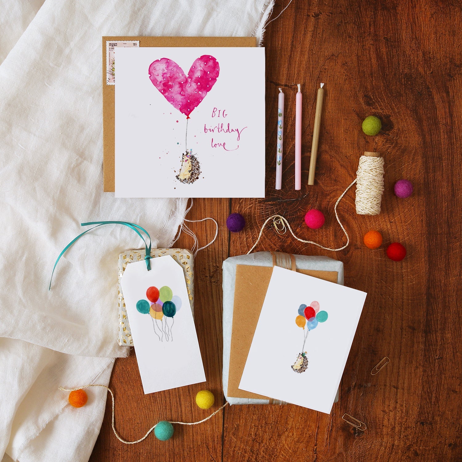 Hedgehog and Balloons Mini Card