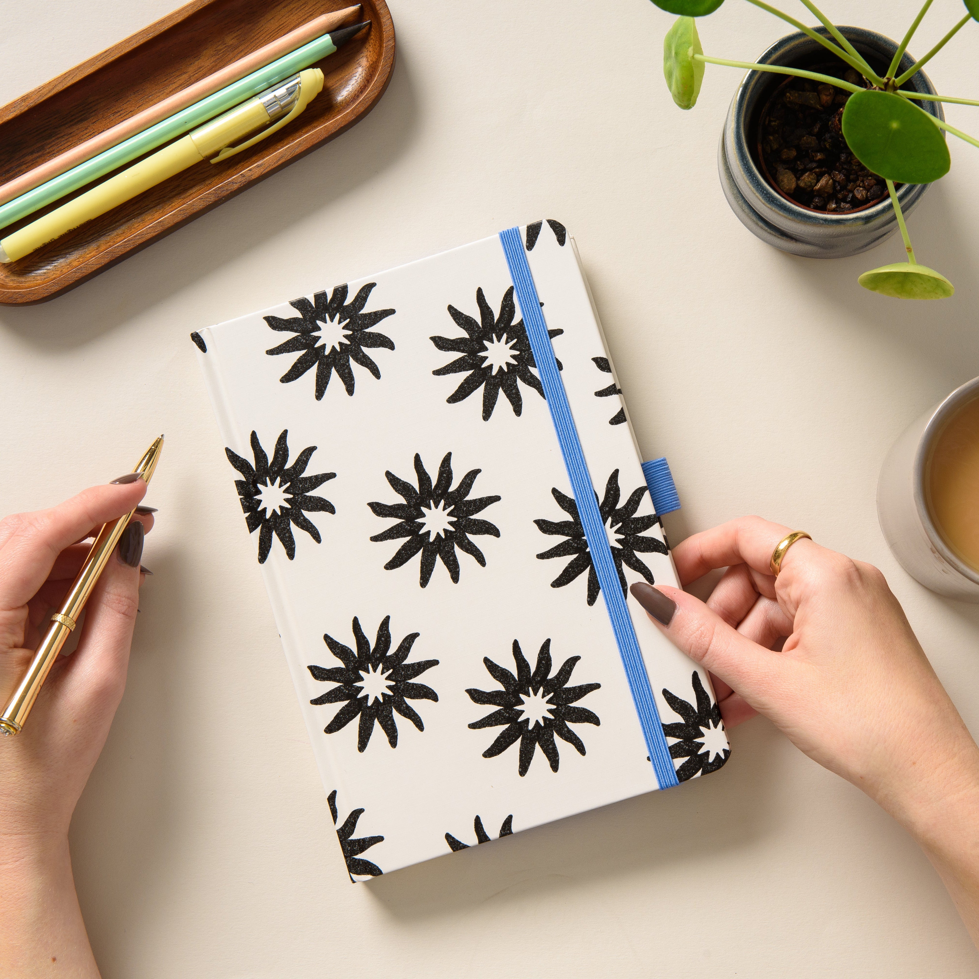 Black & White Flower A5 Hardback Notebook