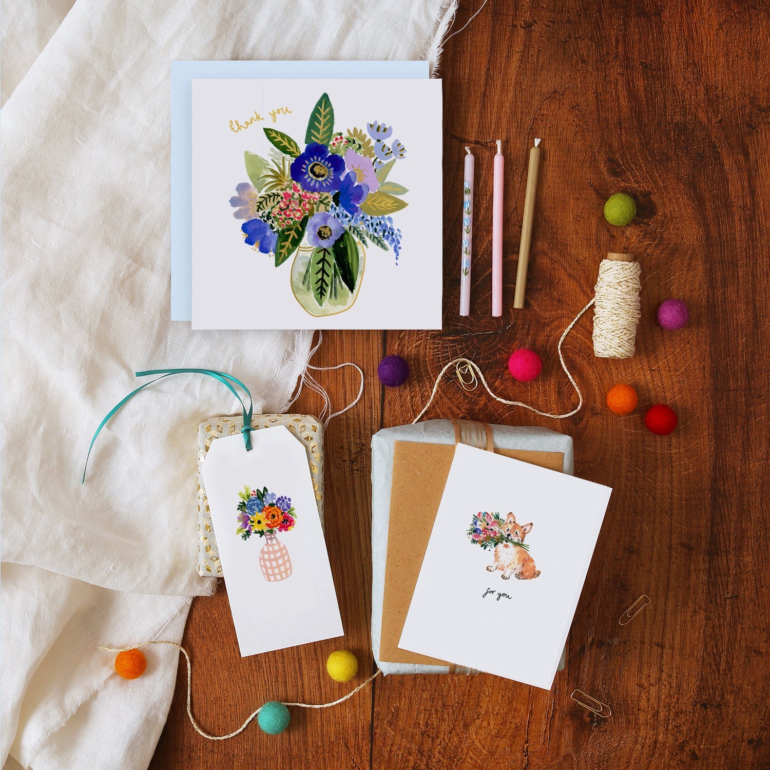 Vase of Flowers Thank You Card