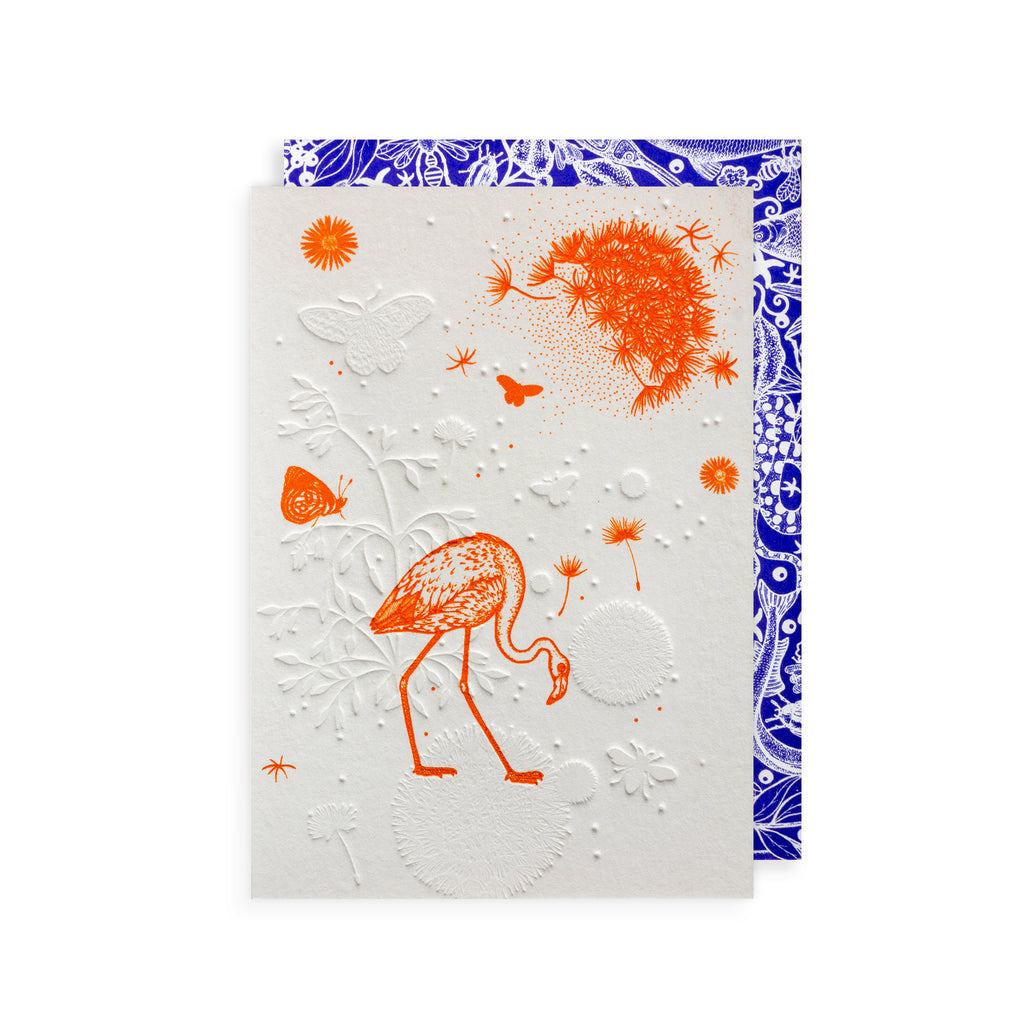 Orange Flamingo Greetings Card The Art File