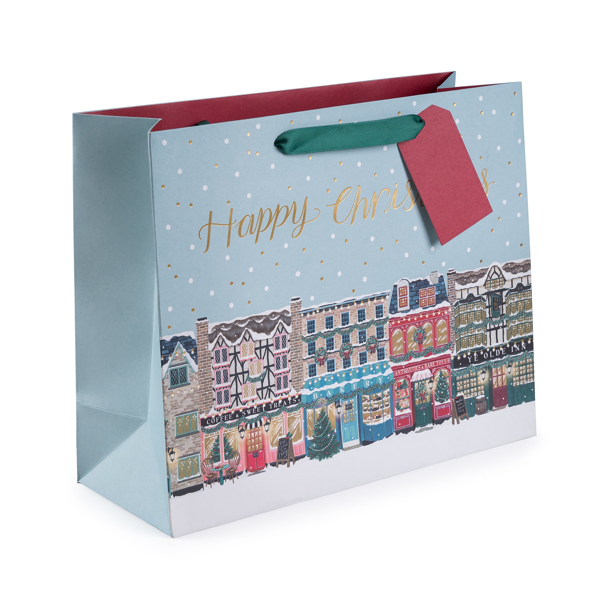 St. Nicholas Street, Large Landscape Christmas Gift Bag The Art File