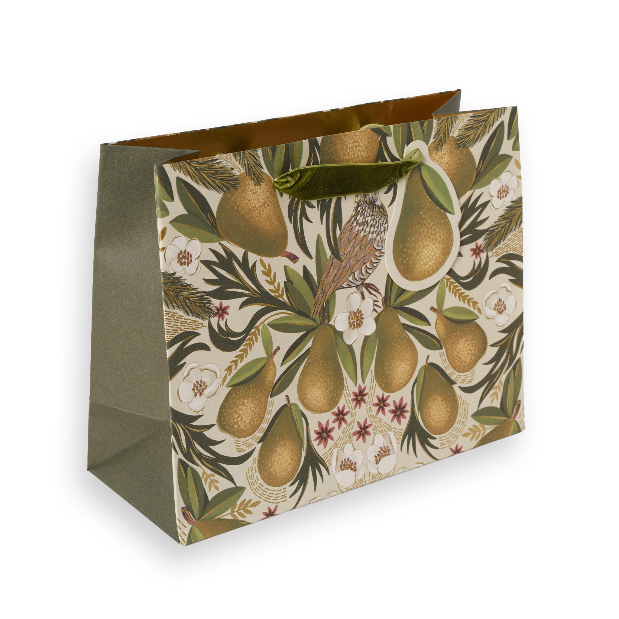 Festive Pears, Medium Landscape Christmas Gift Bag