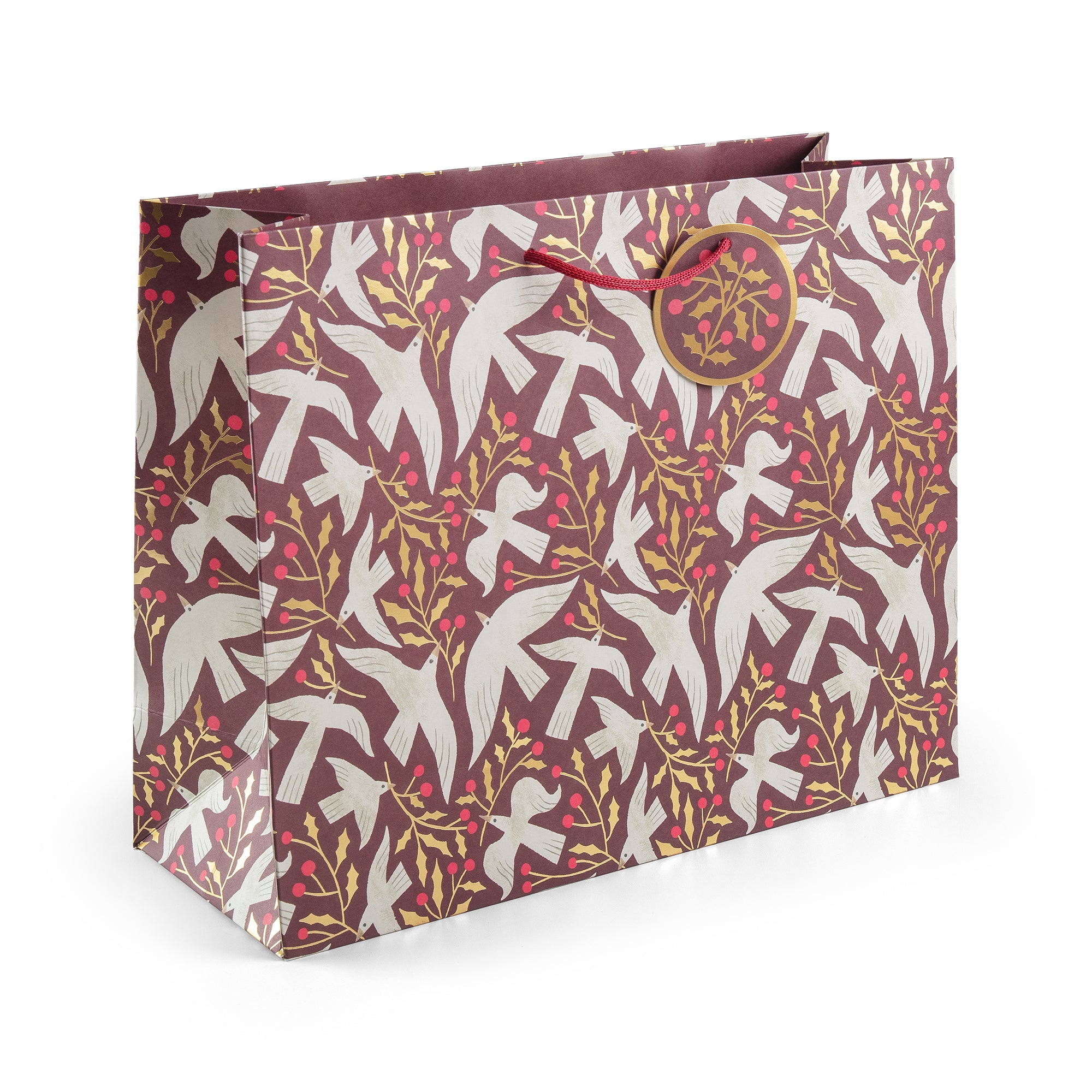Gift bag with a floral pattern on a white background
