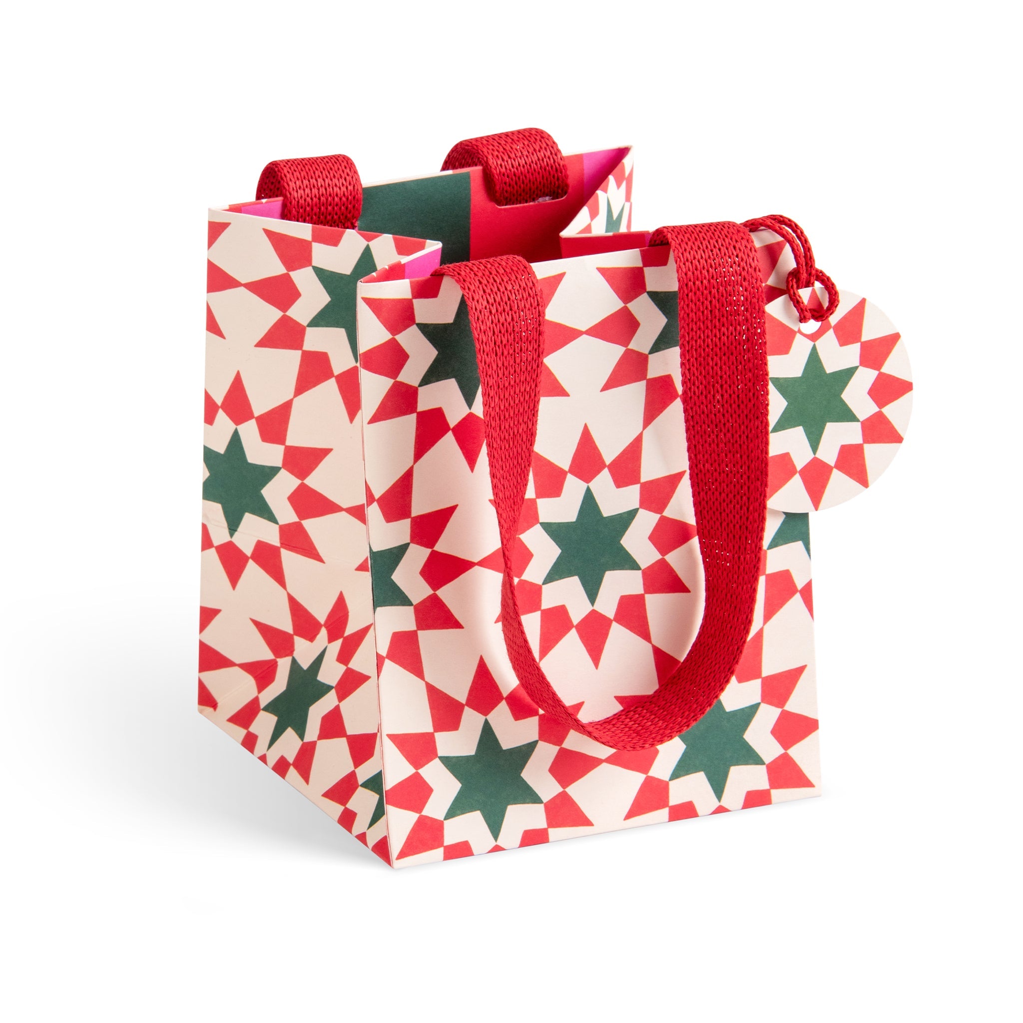 Geo Stars, Small Square Christmas Gift Bag