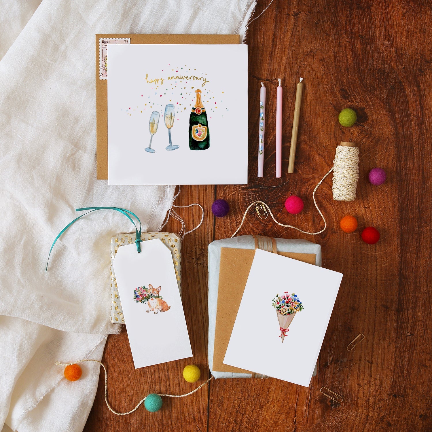 Champagne Happy Anniversary Card