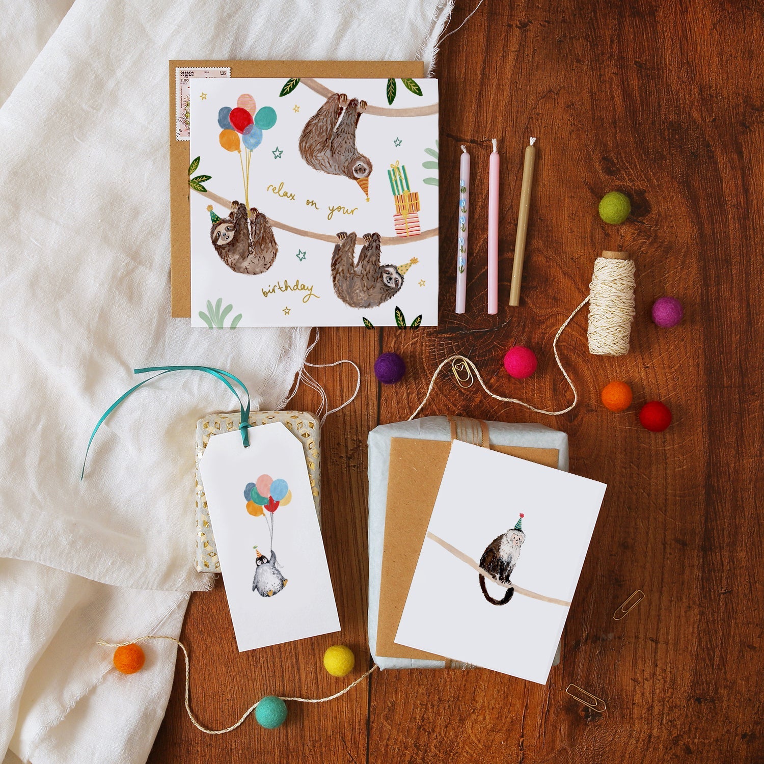 Sloths Relax on your Birthday Card