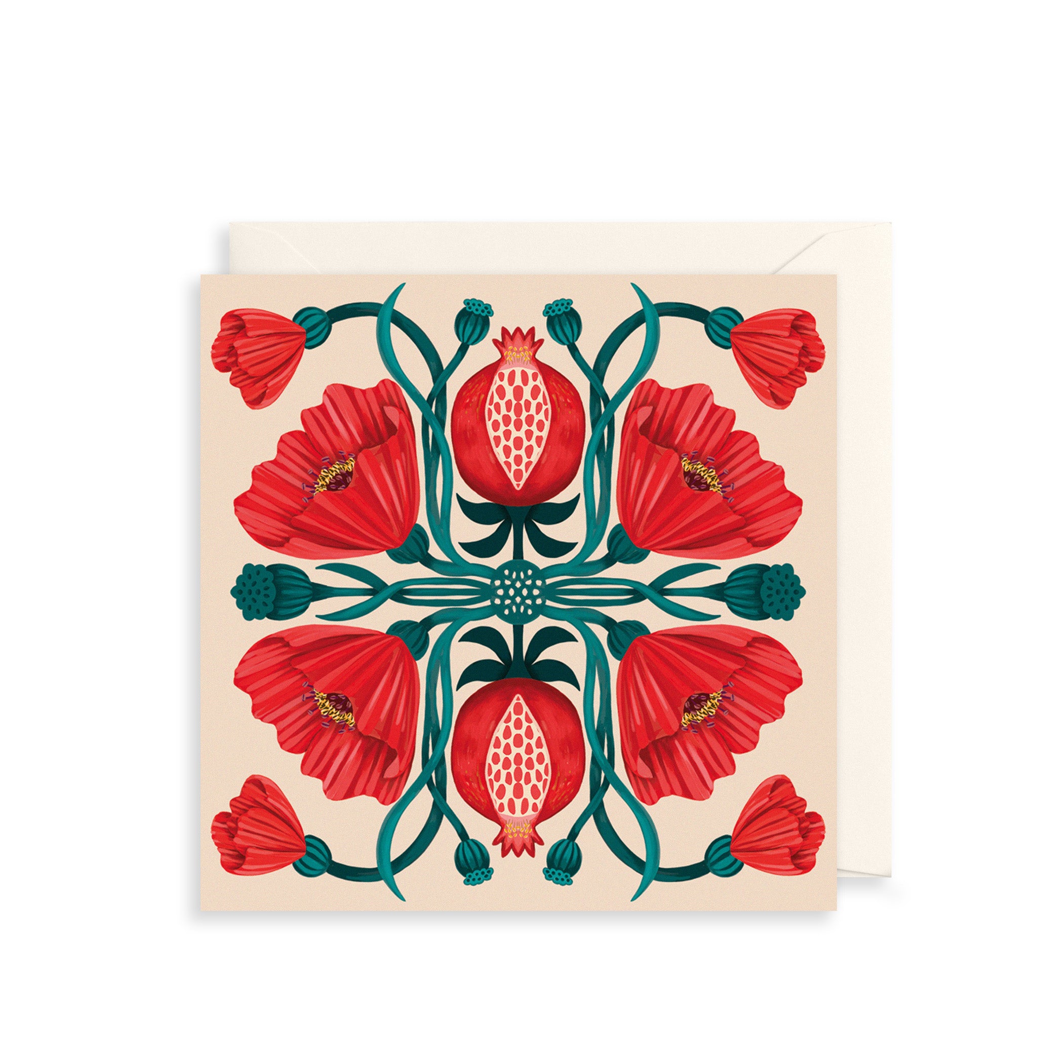 Poppies & Pomegranates Greetings Card