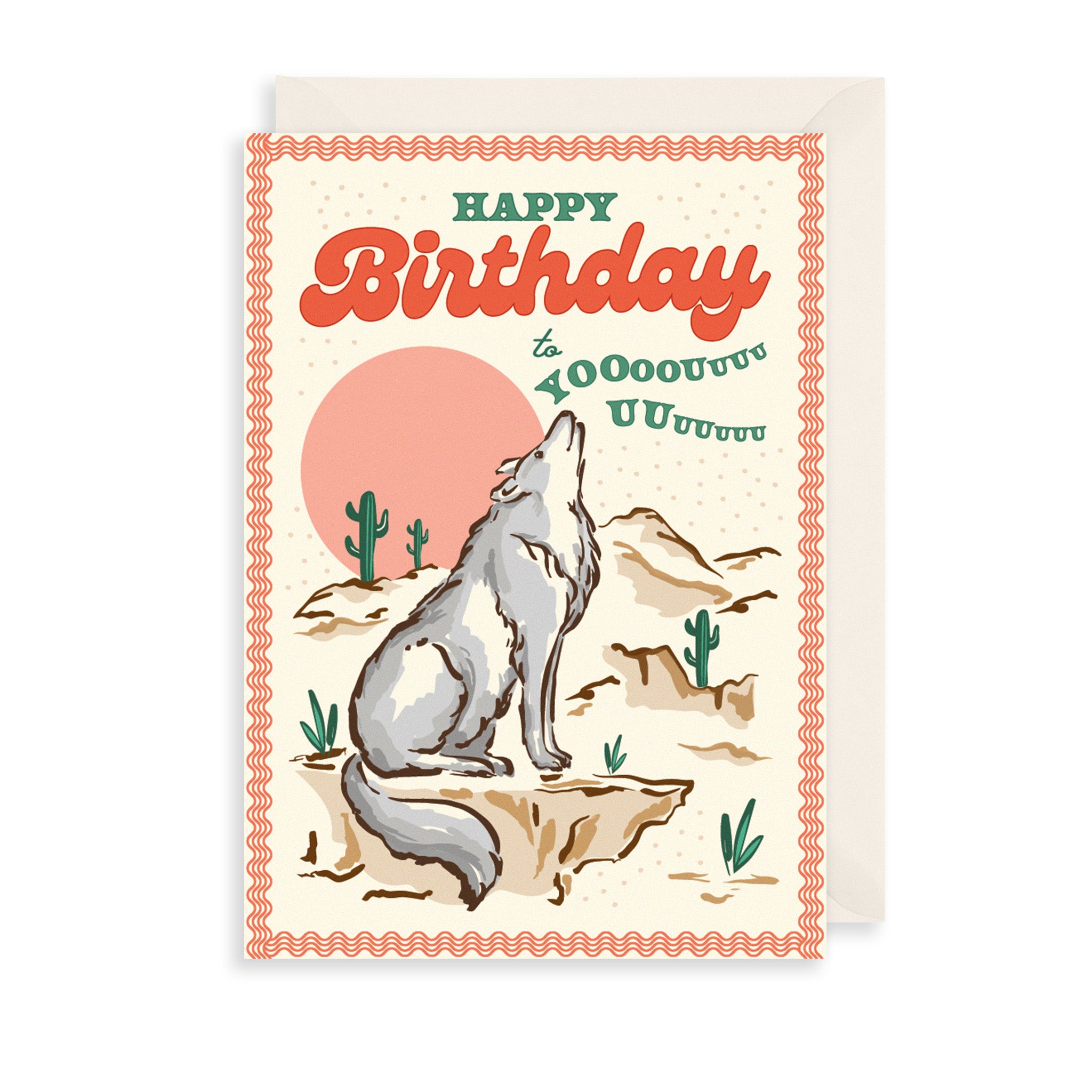 Howling Wolf Birthday Greetings Card