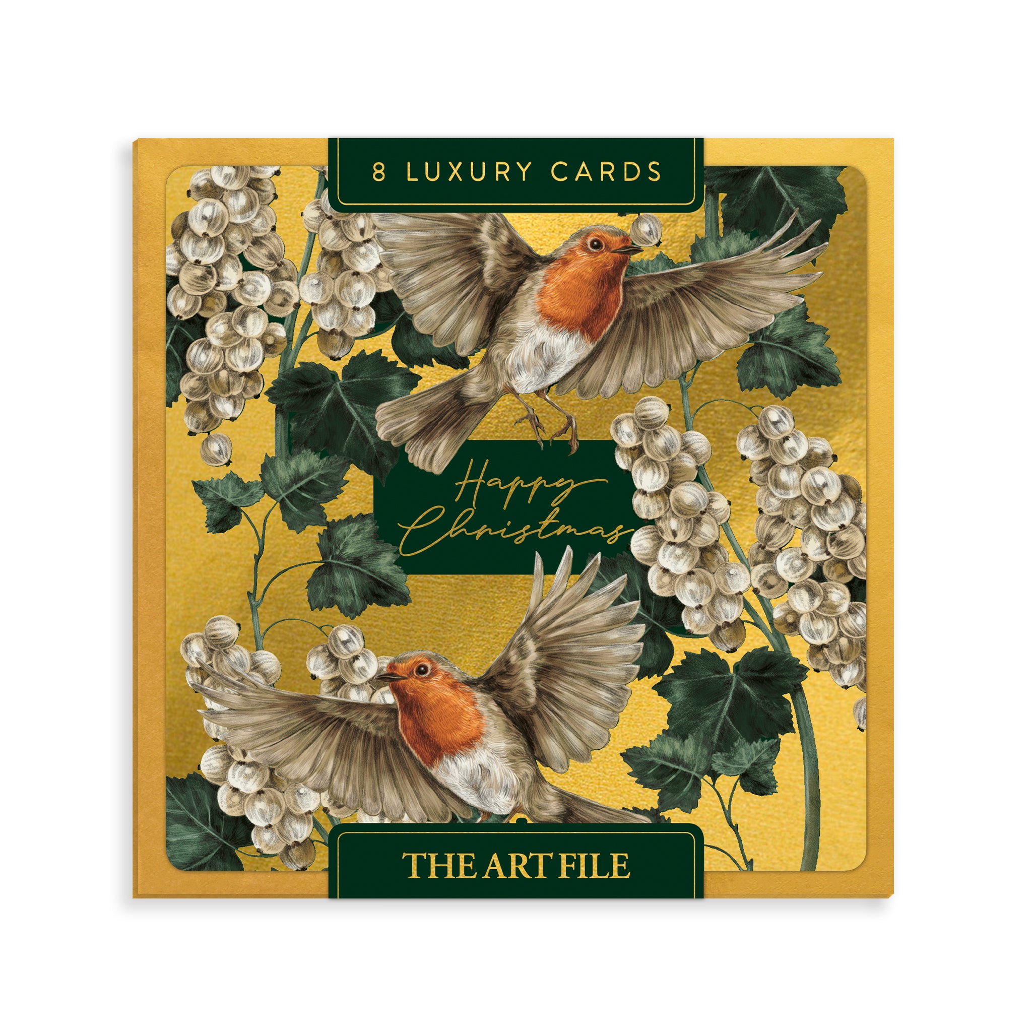 Golden Robins, 8 Luxury Christmas Cards
