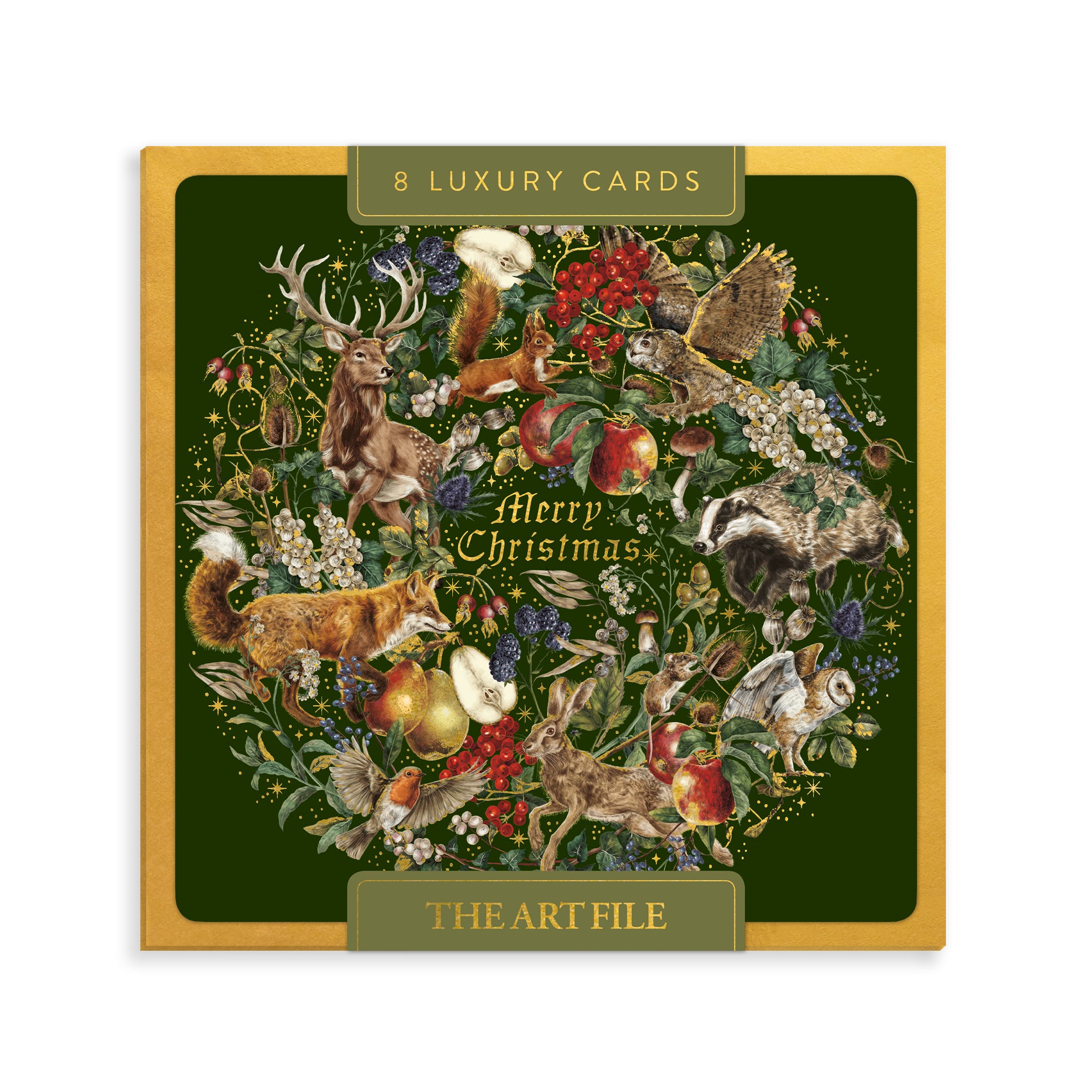Winter Fable Wreath, 8 Luxury Christmas Cards