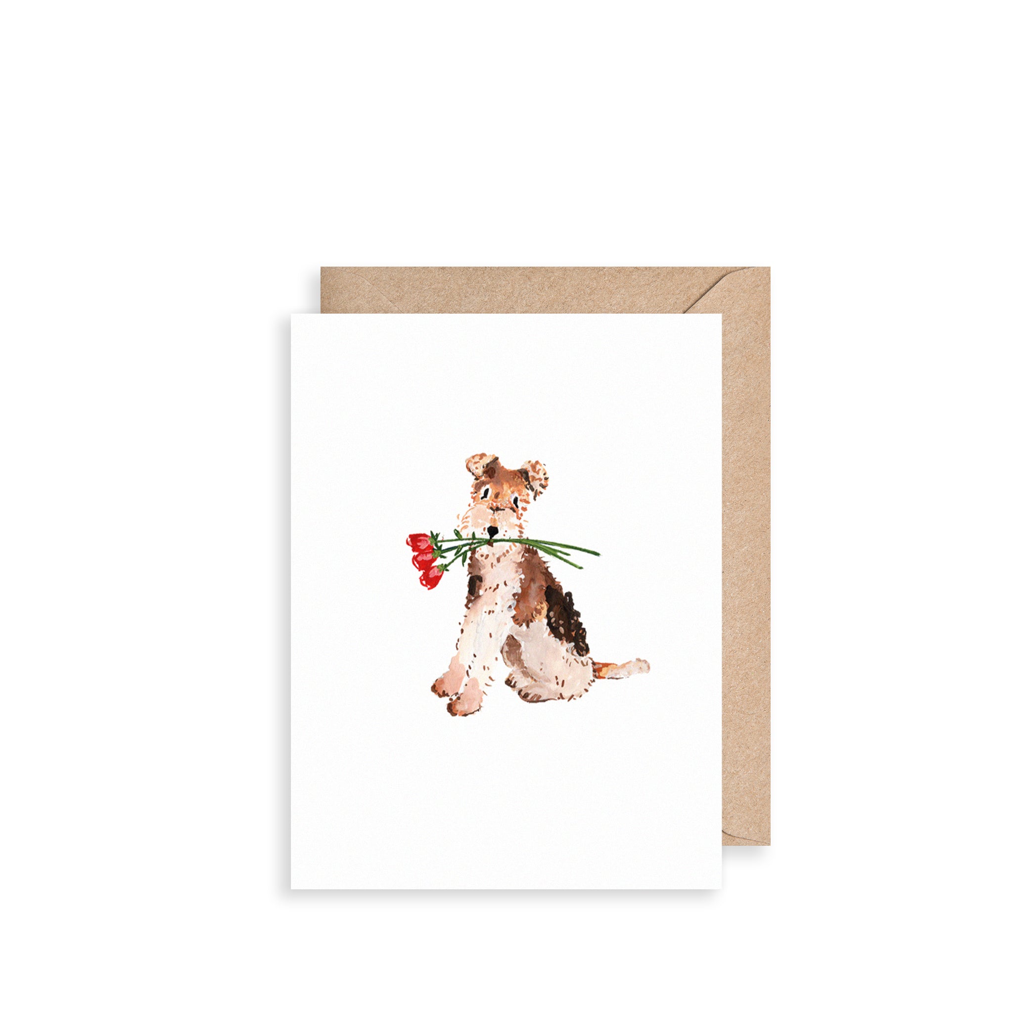 Terrier and Roses Mini Card