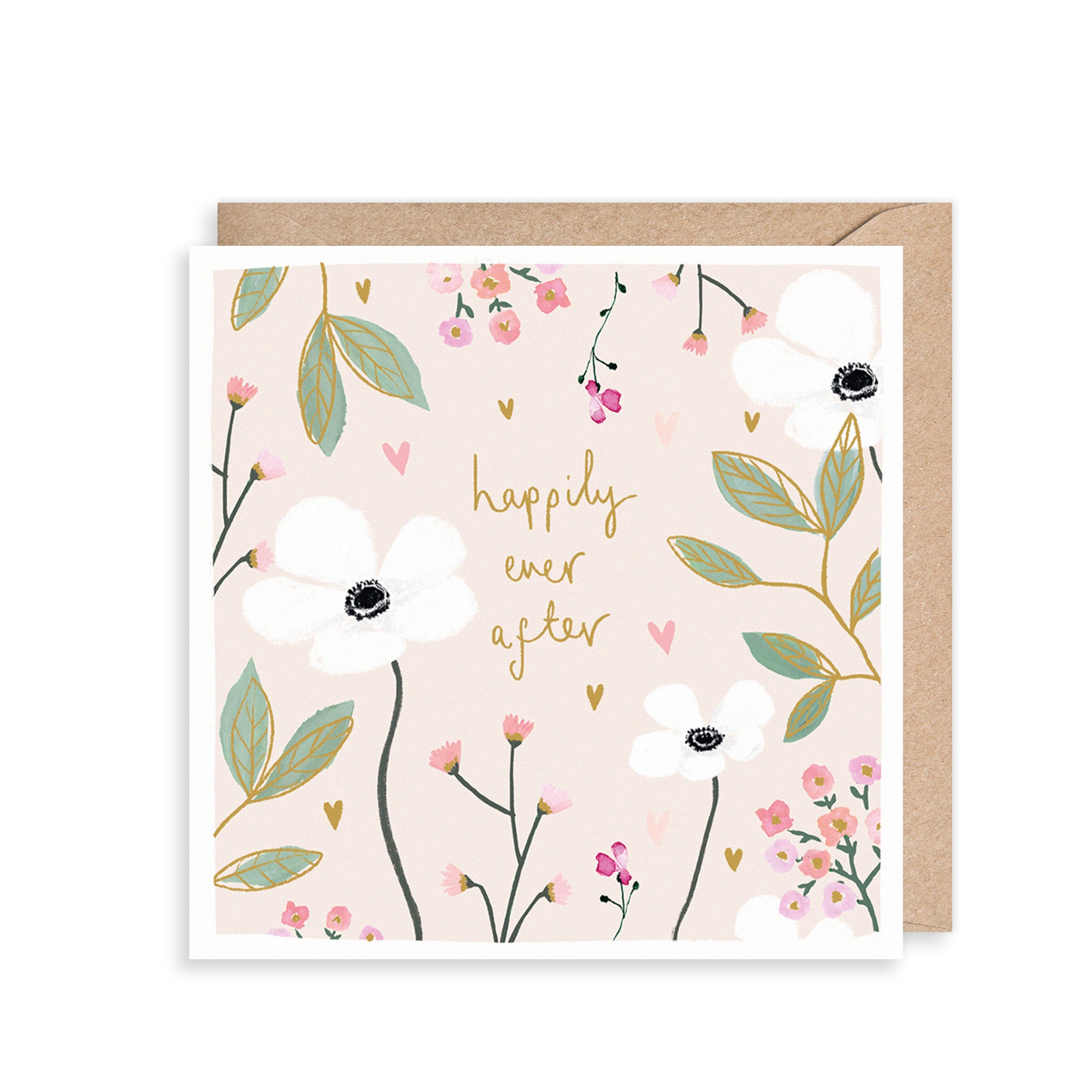 Happily Ever After Flowers Wedding Card