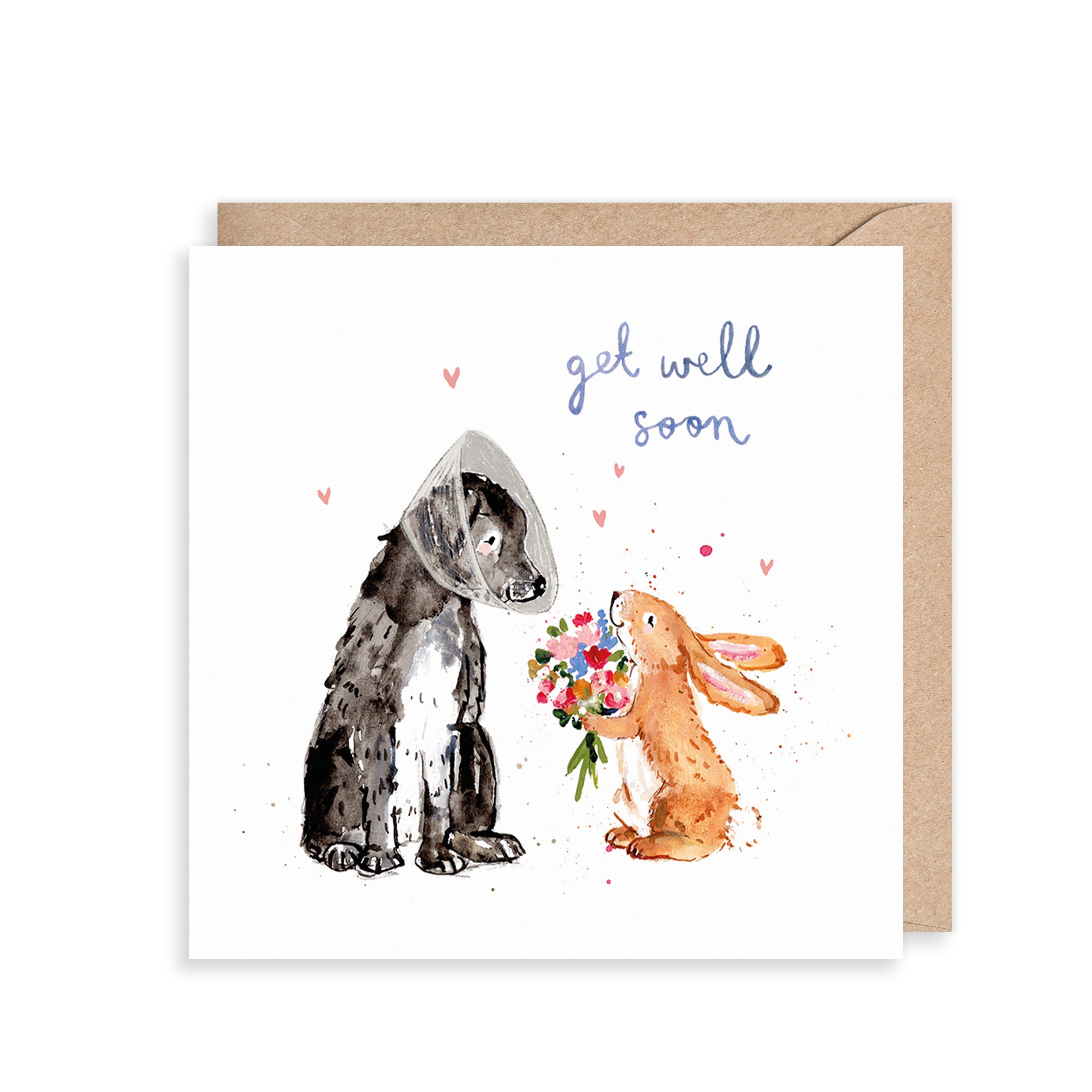 Dog and Bunny Get Well Soon Card