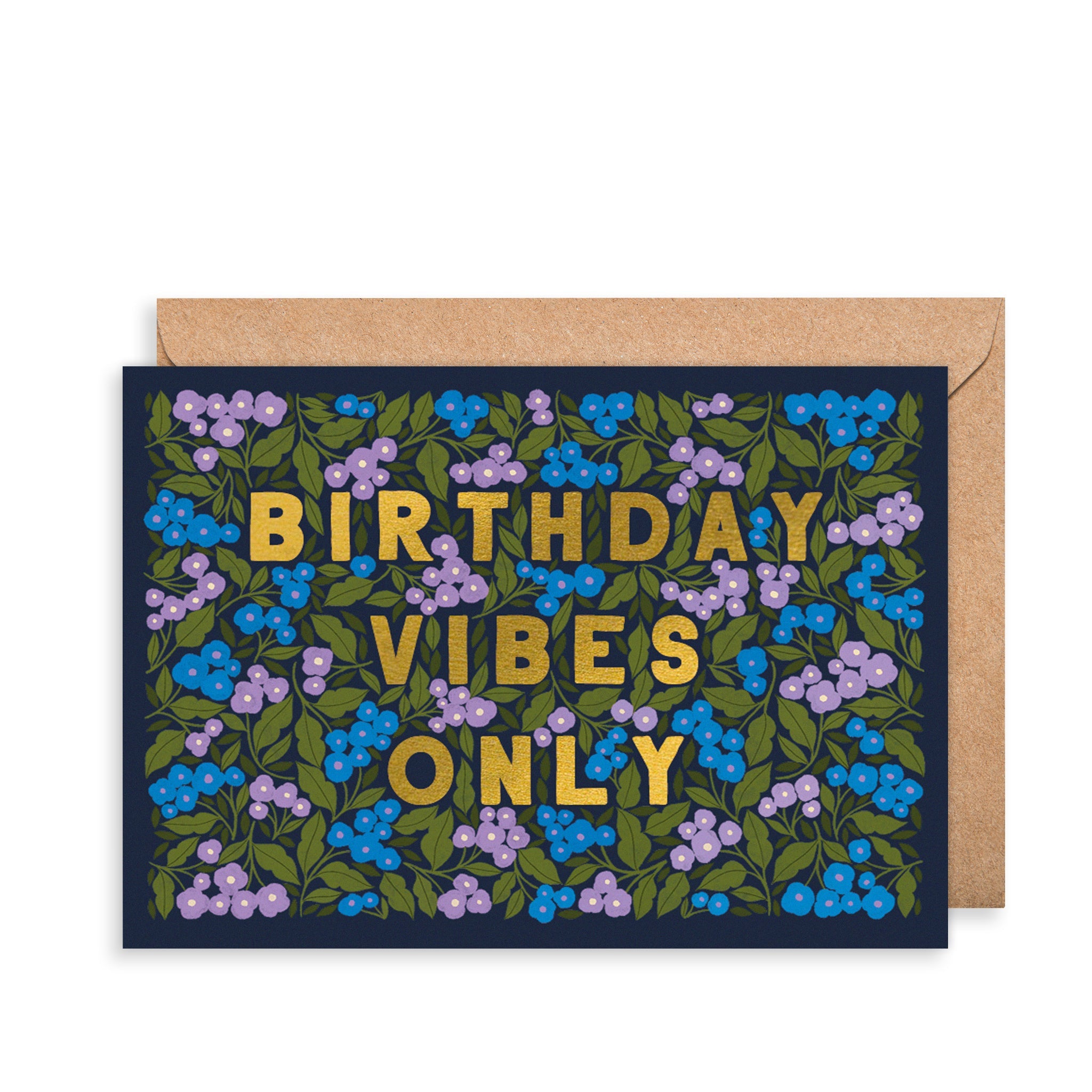 Purple Ditsy Florals Birthday Card