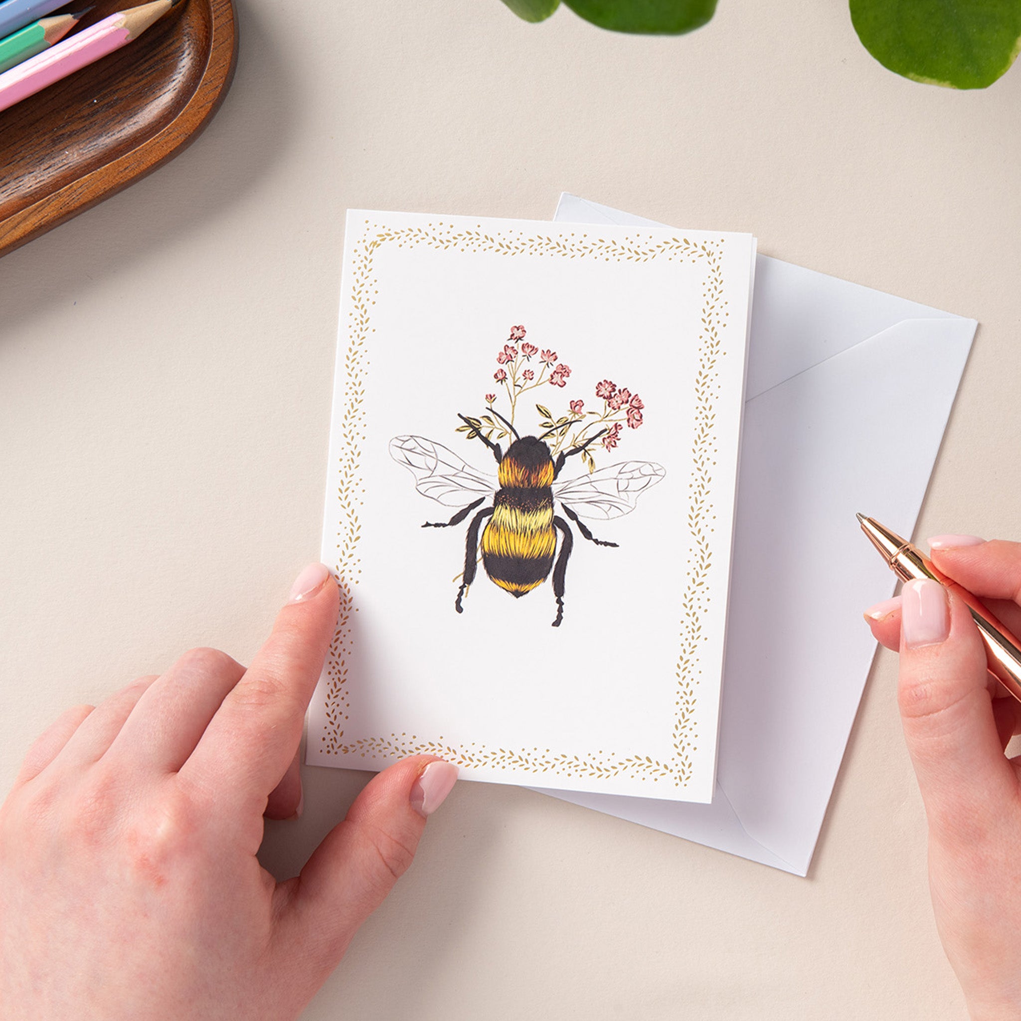 6 Notecard Pack - Bee & Flower | NCP05