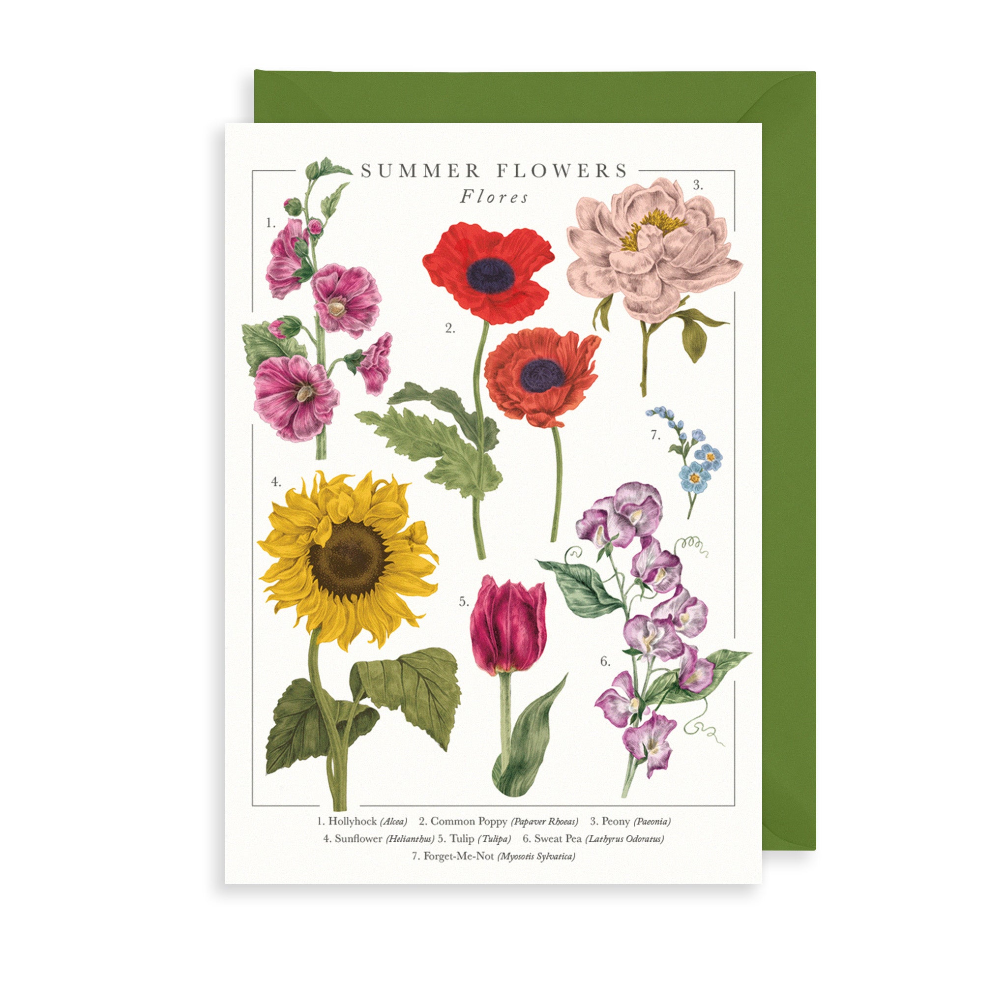 British Flowers Greetings Card