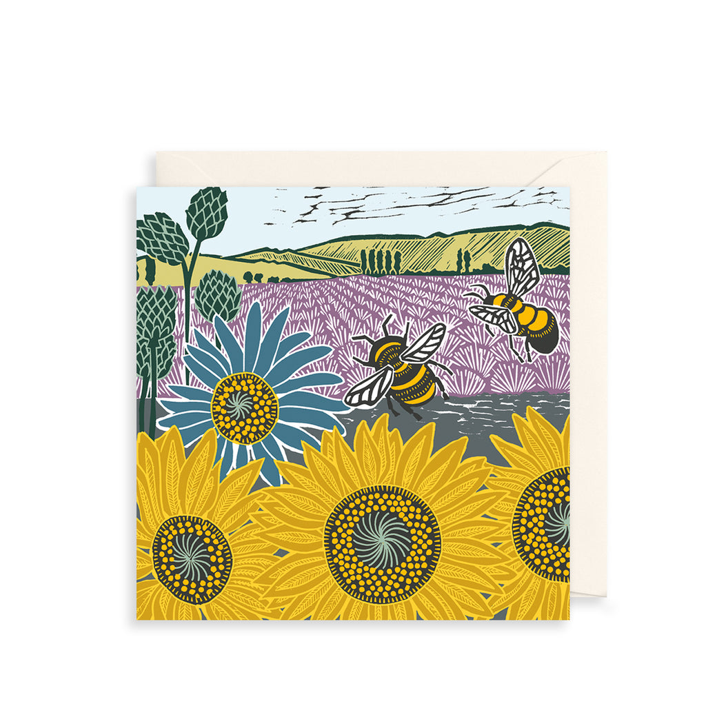 Sunflowers & Bees Greetings Card The Art File