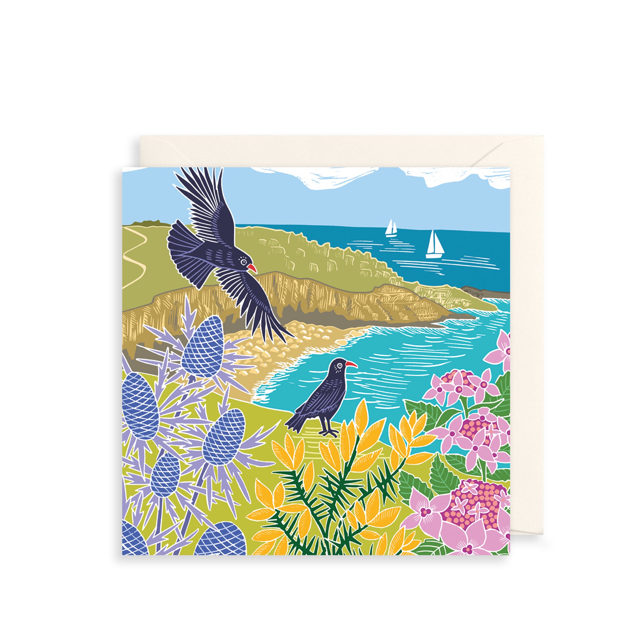 Seaside Ravens Greetings Card The Art File