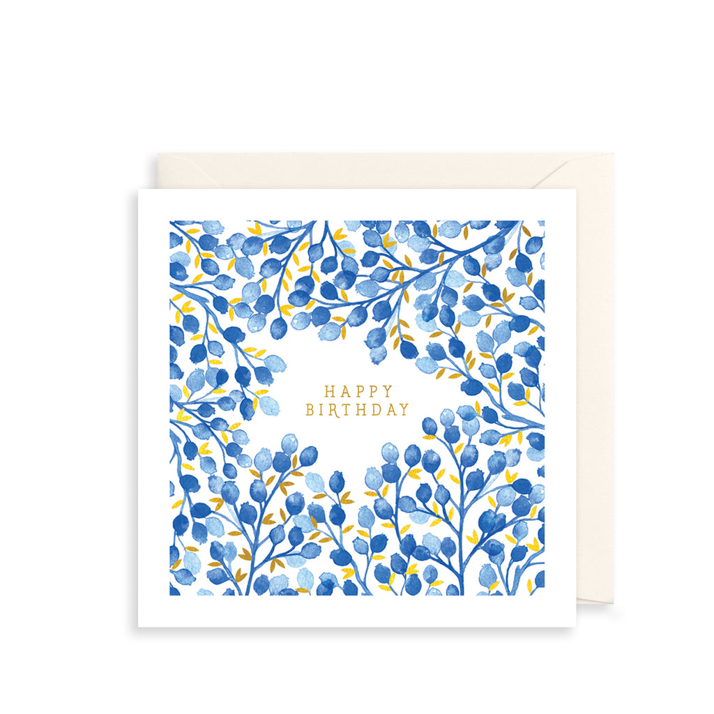 Blue Foliage Greetings Card The Art File