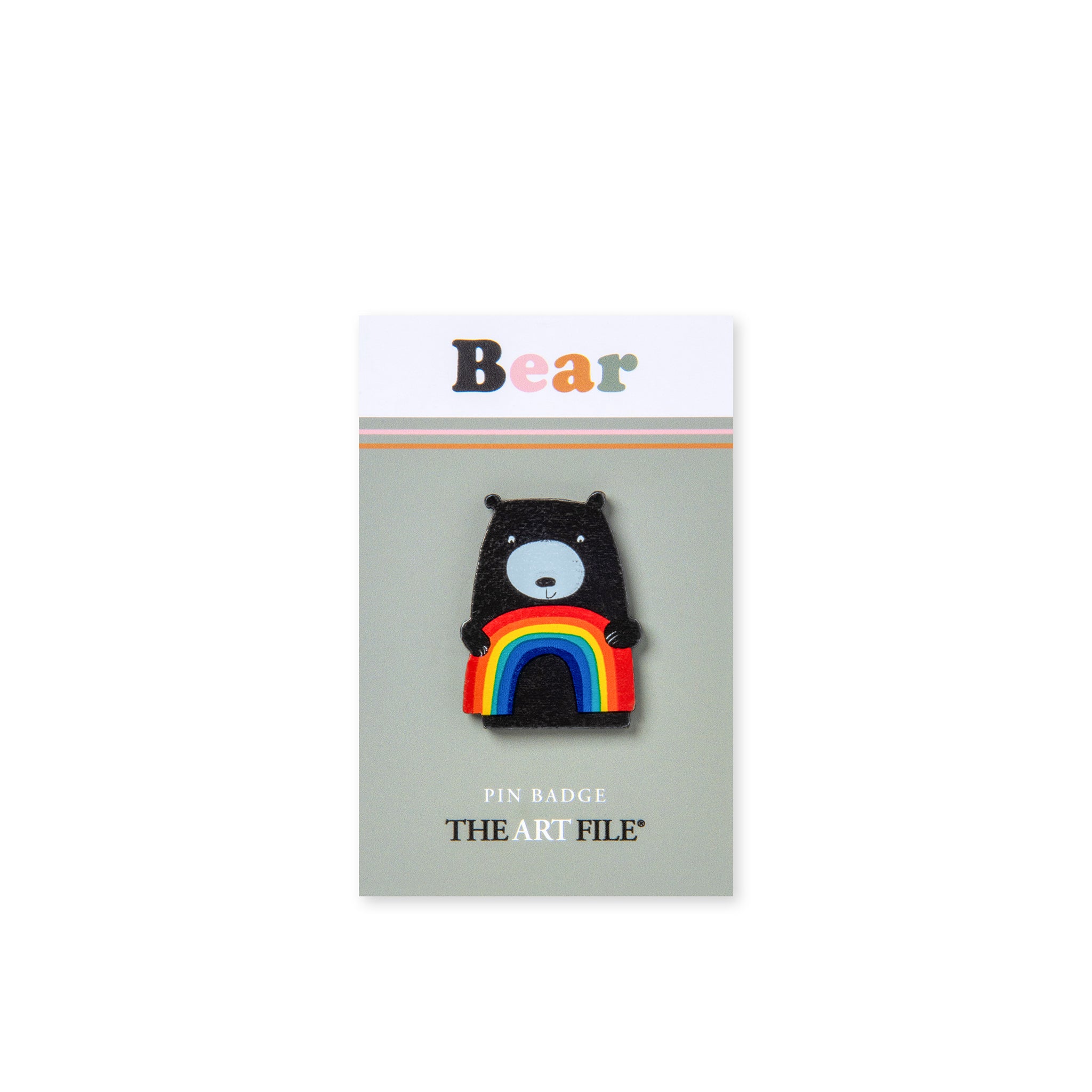 Rainbow Bear Wooden Pin Badge
