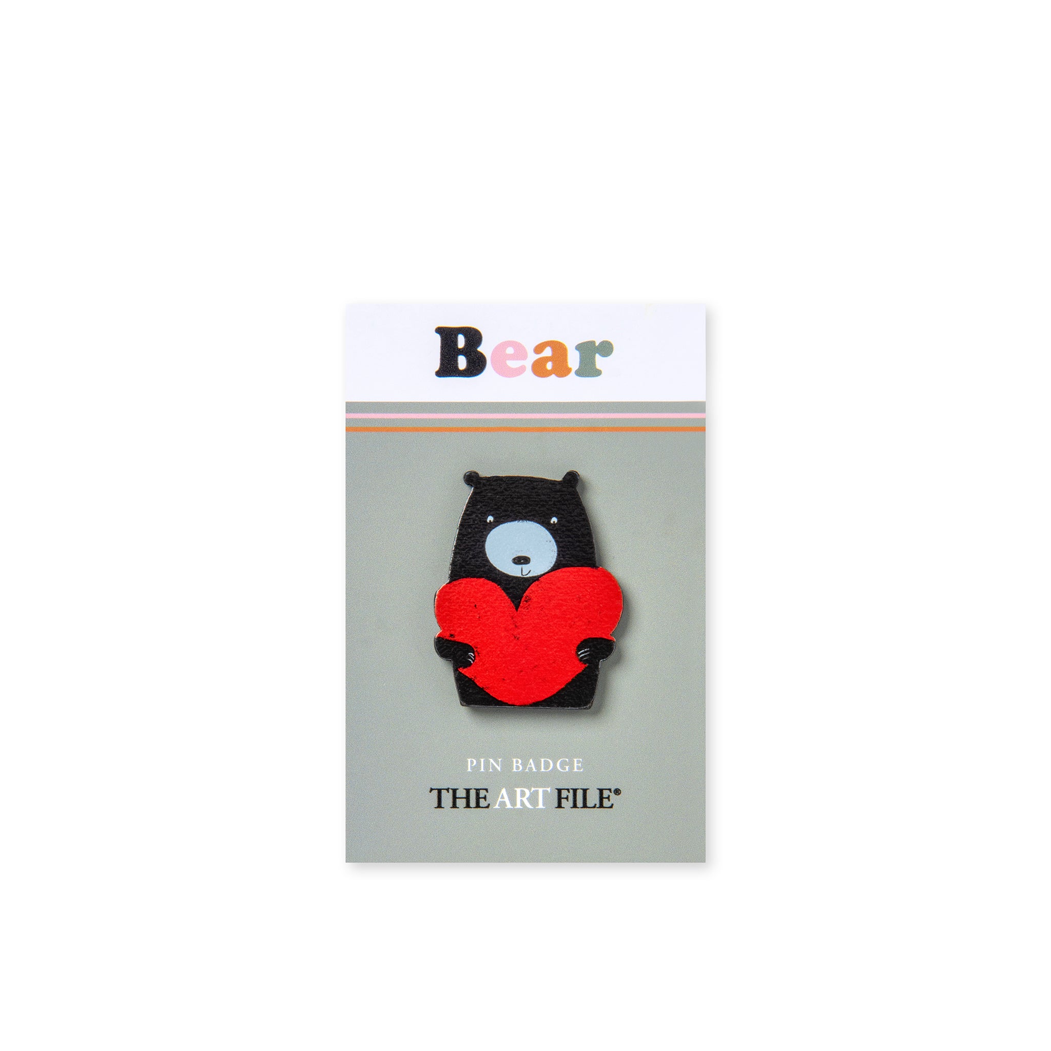 Heart Bear Wooden Pin Badge