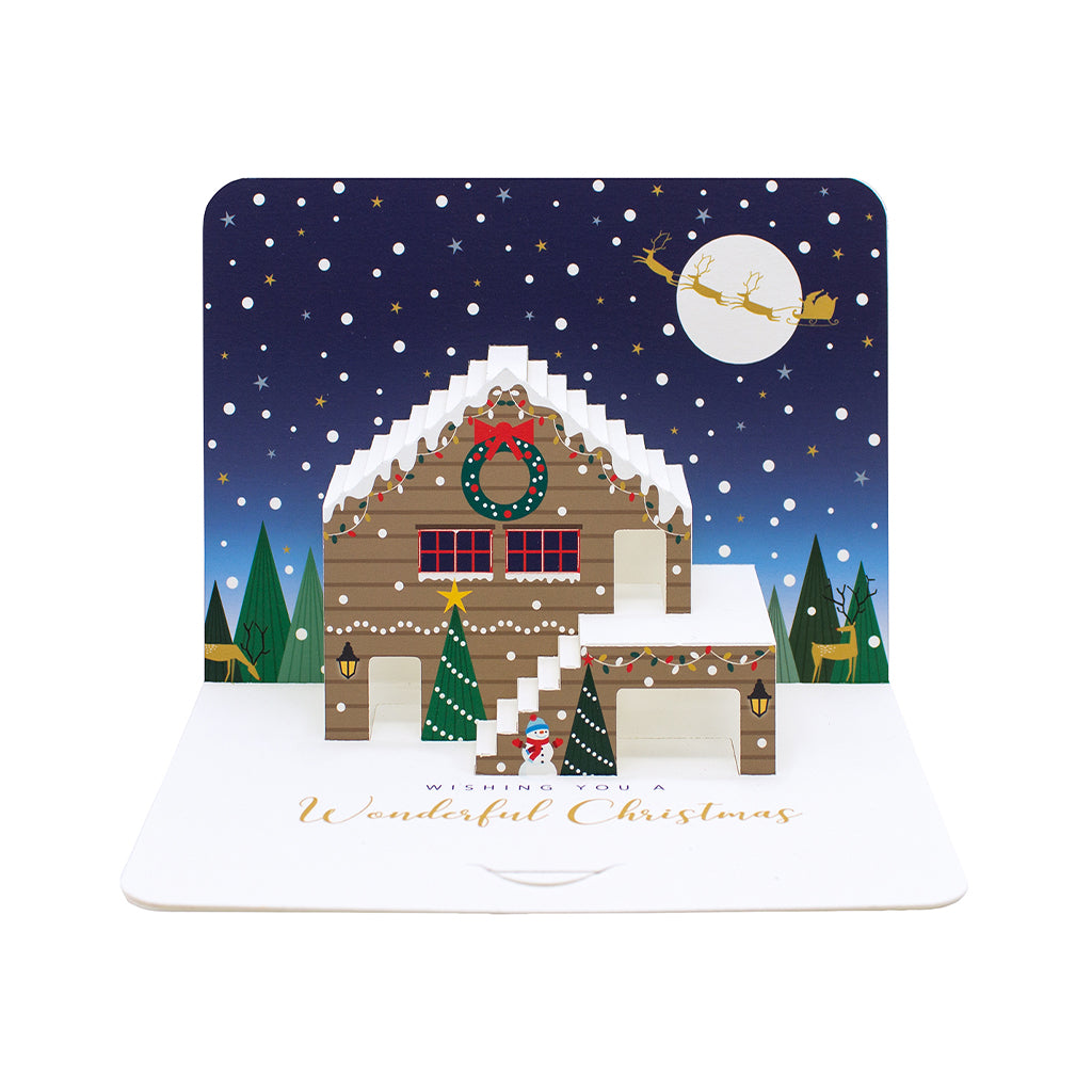 Festive Cabin, 5x 3D Greetings Cards The Art File