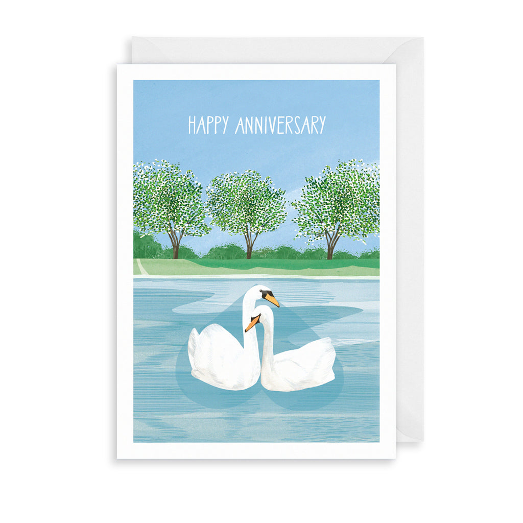 Anniversary Swans Greetings Card The Art File