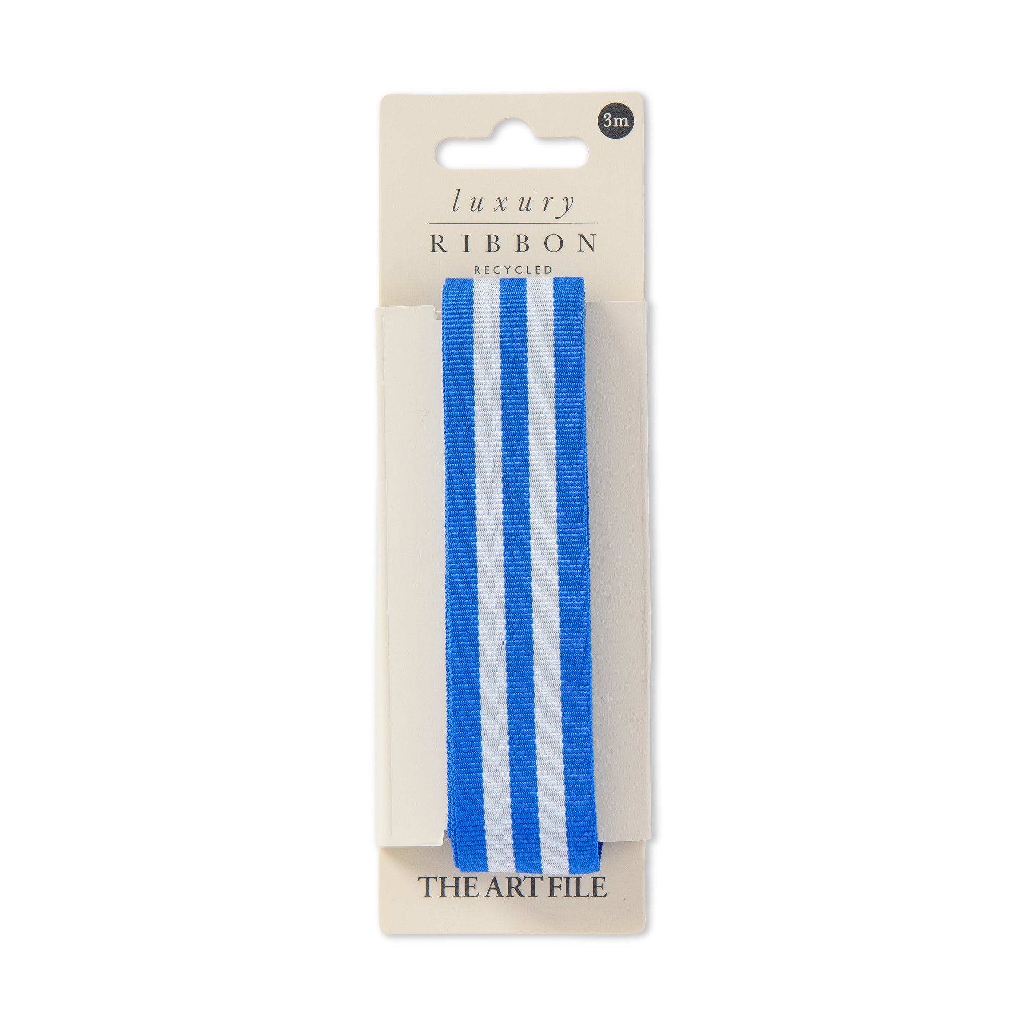 Blue and White 3m Striped Ribbon