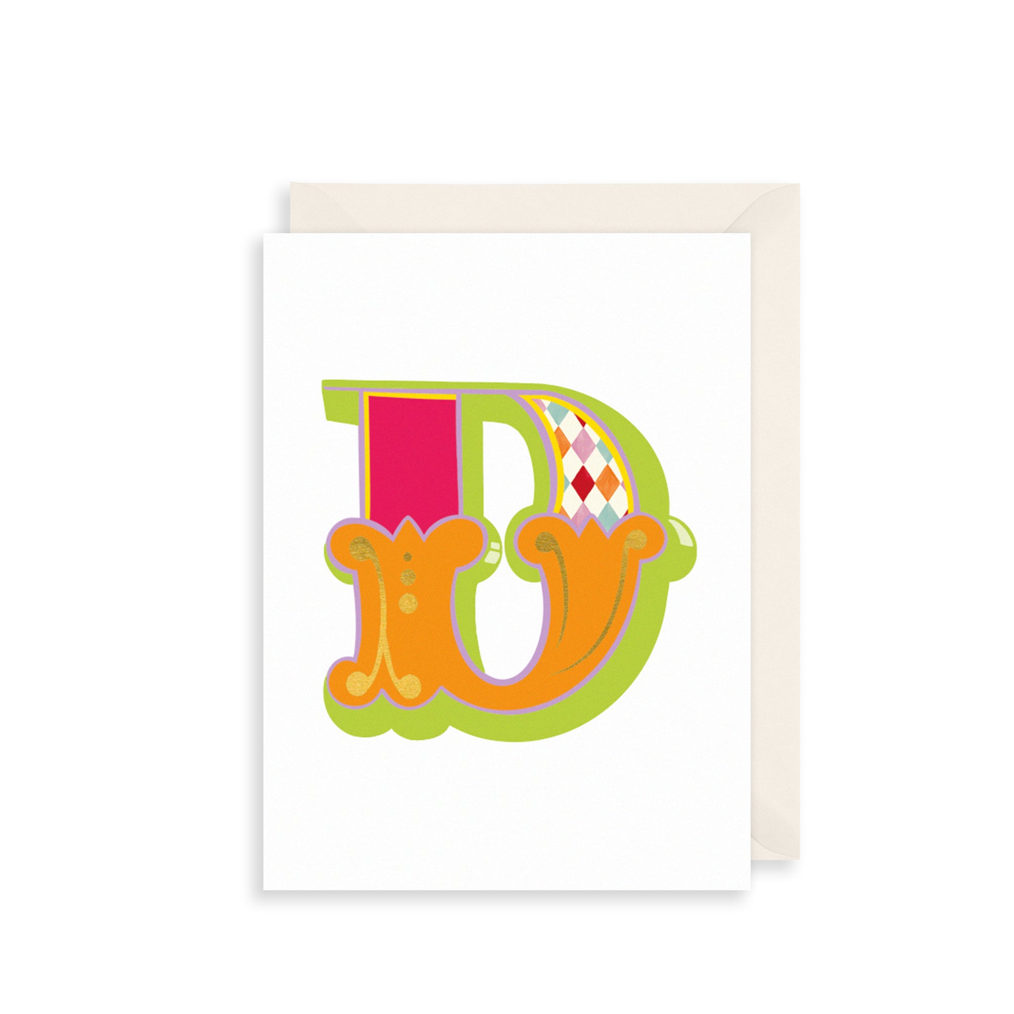 'D' Alphabet Greetings Card