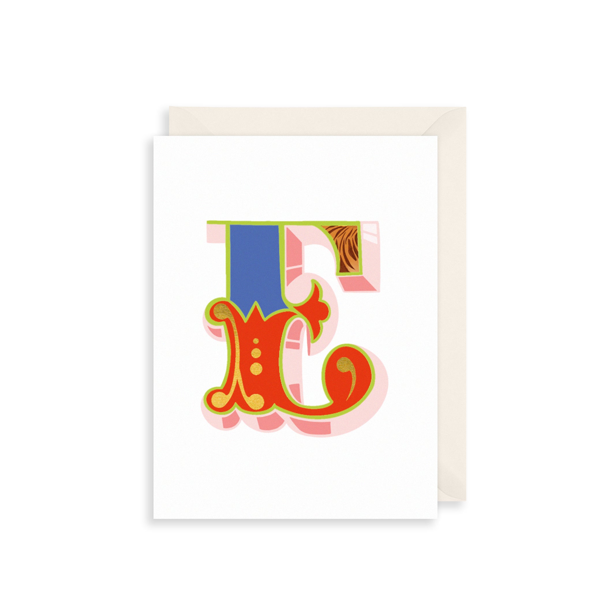 'E' Alphabet Greetings Card