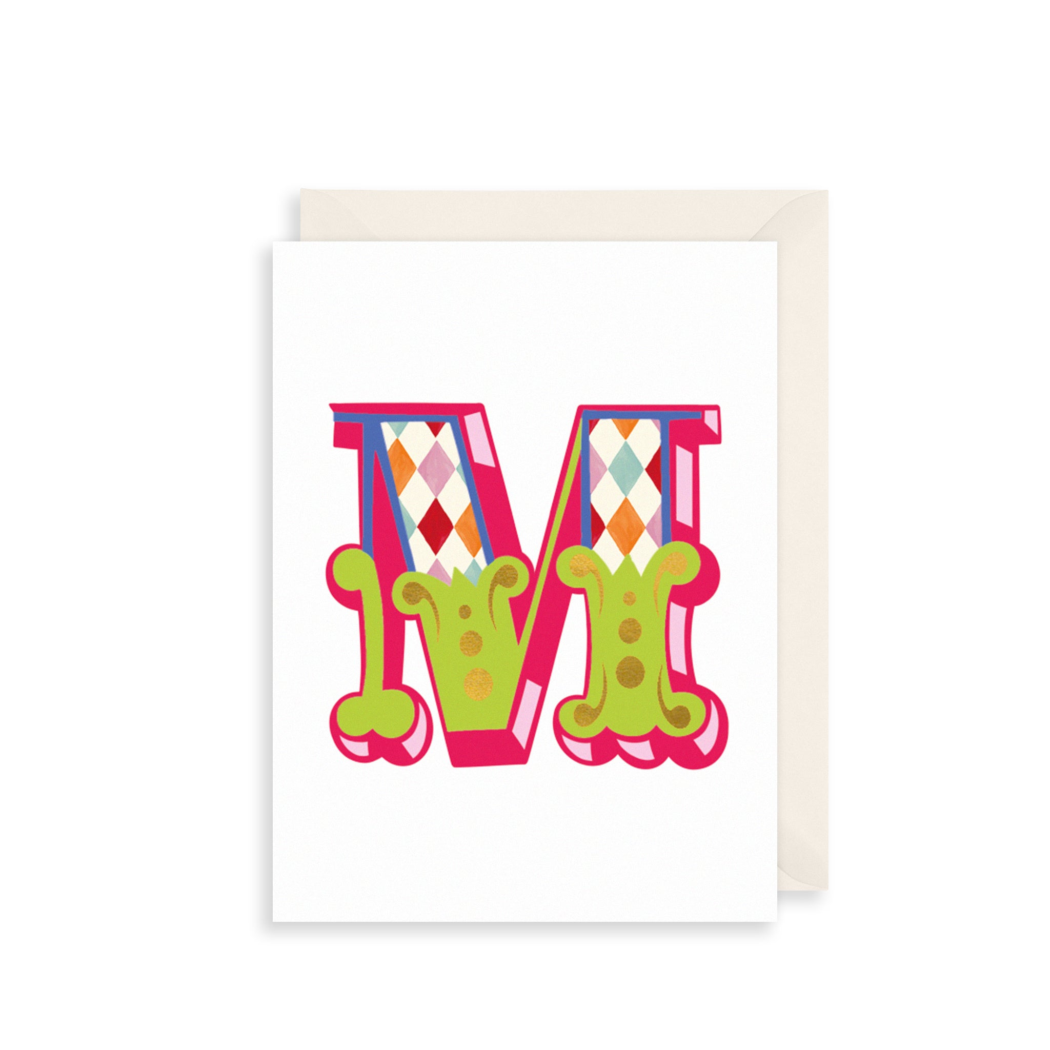'M' Alphabet Greetings Card