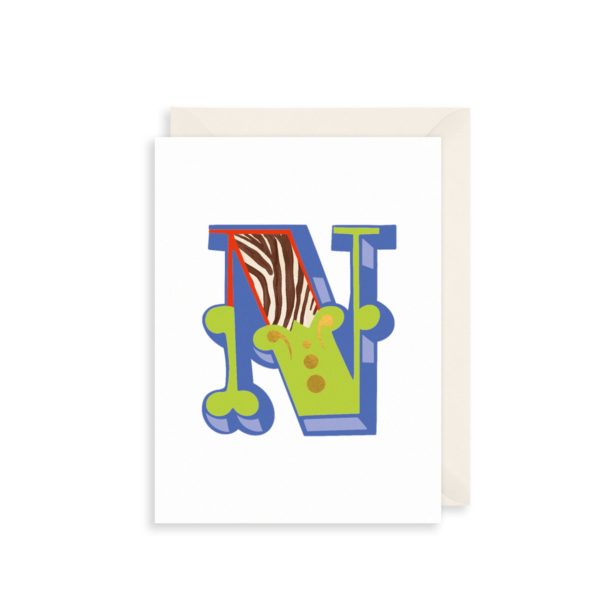 'N' Alphabet Greetings Card