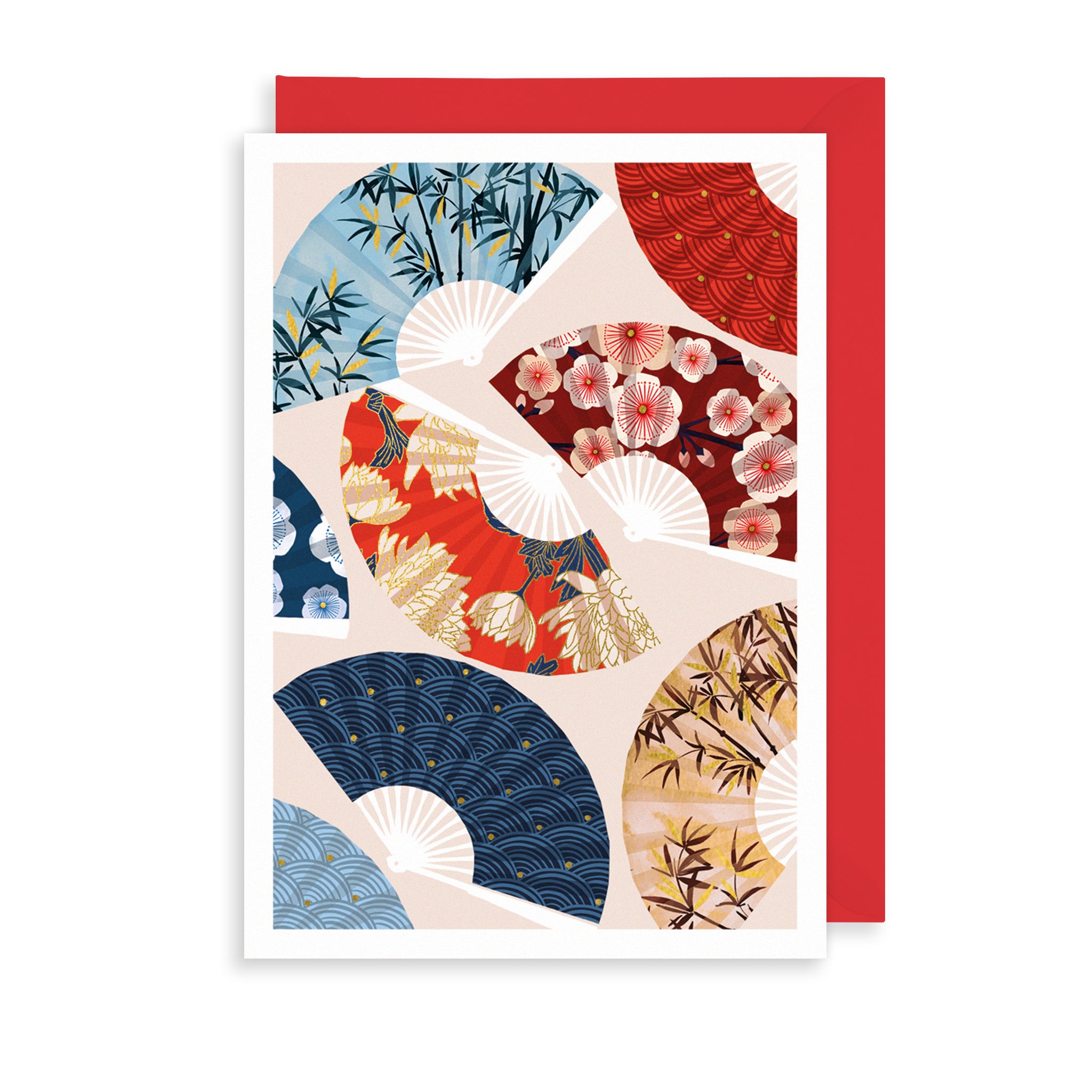 Traditional Bamboo Fans Greetings Card