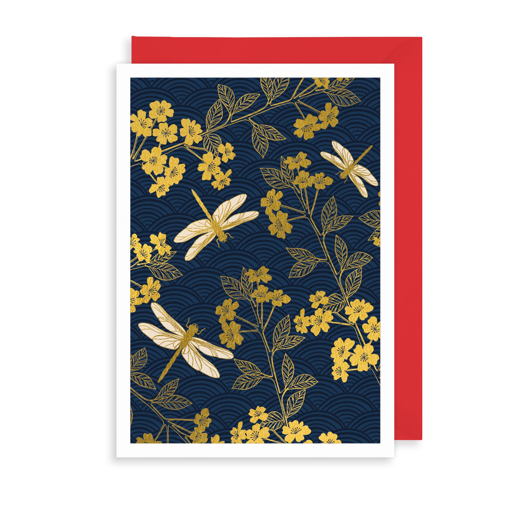 Golden Dragonflies Greetings Card