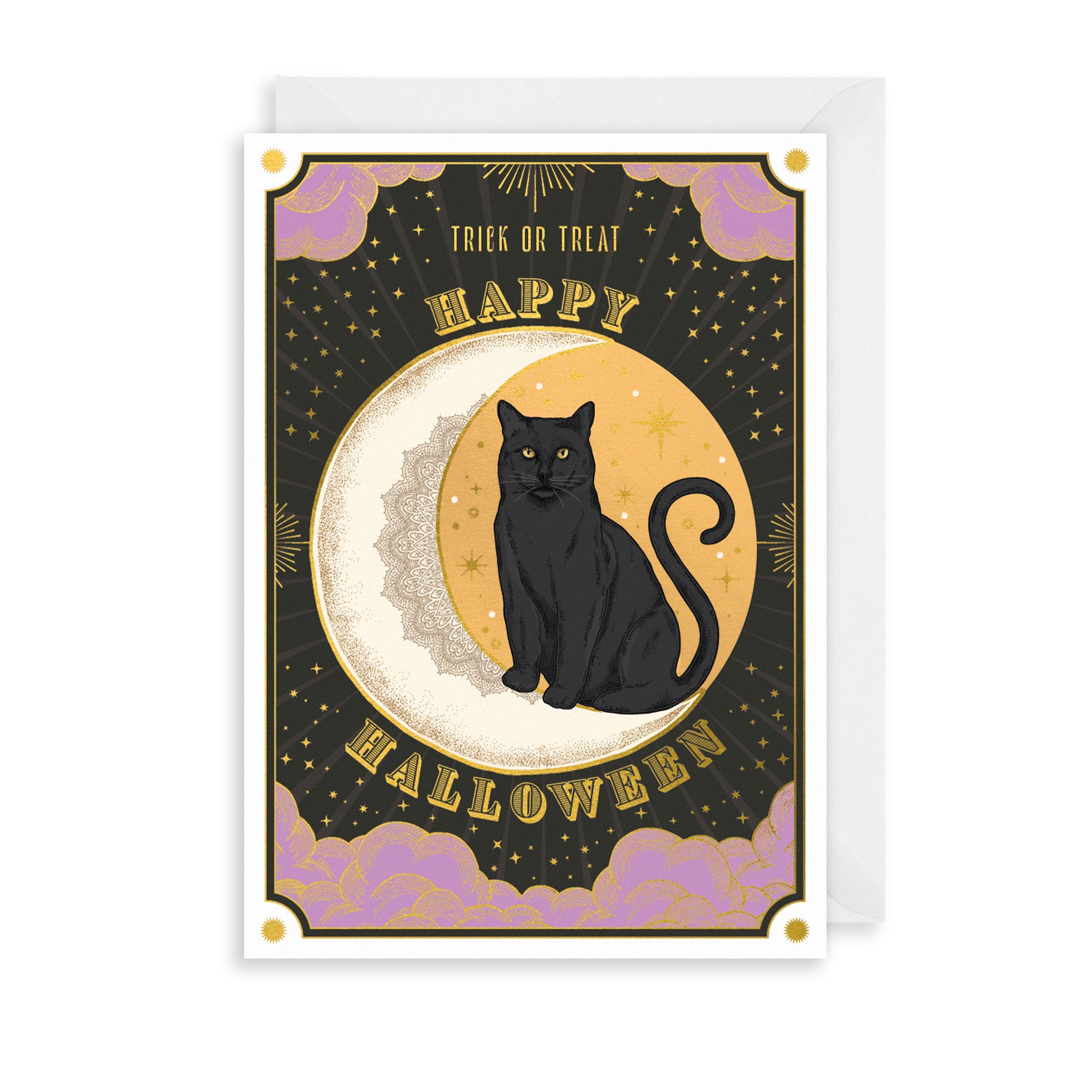 Black Cat Halloween Greetings Card