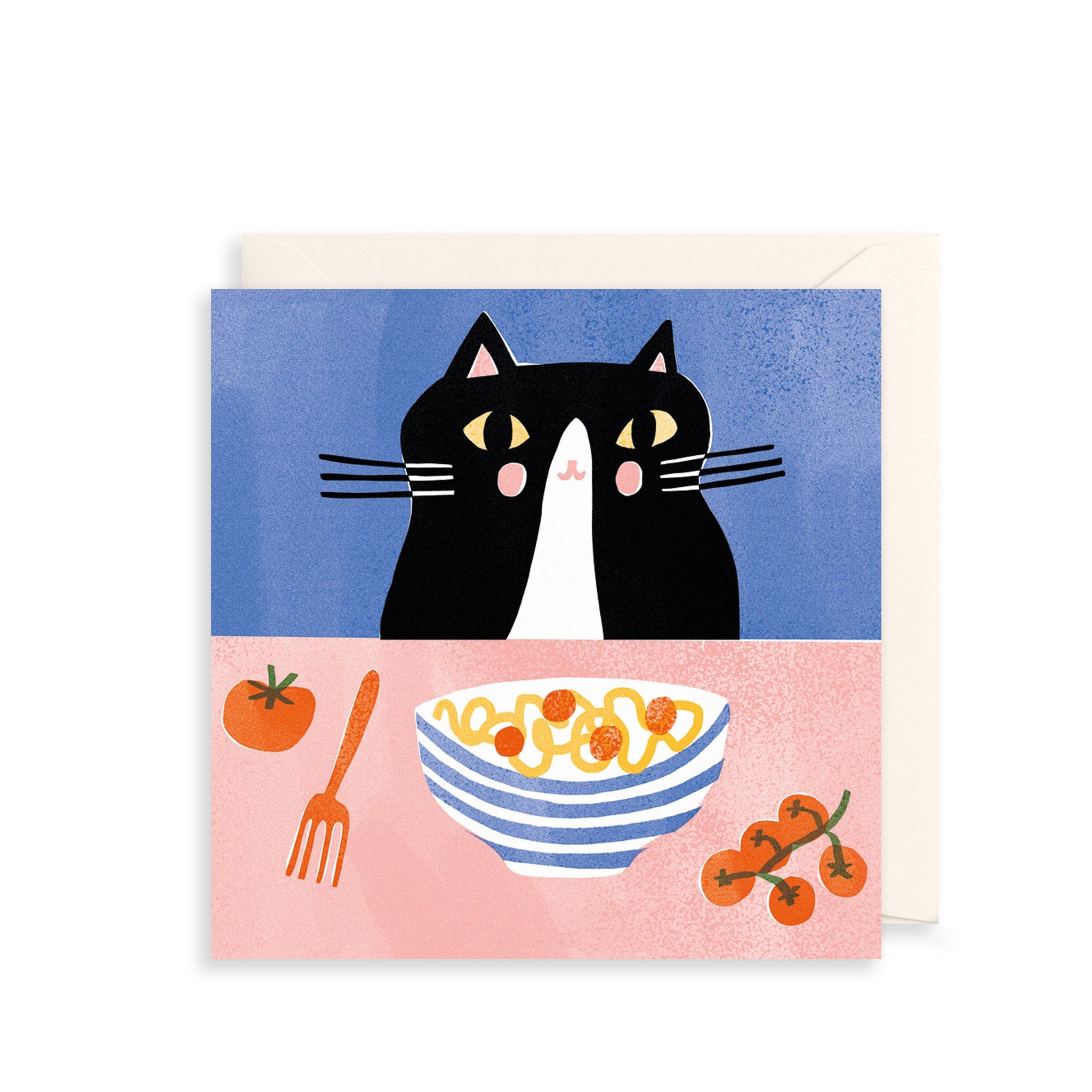 Tuxedo Cat & Tomato Pasta Everyday Card