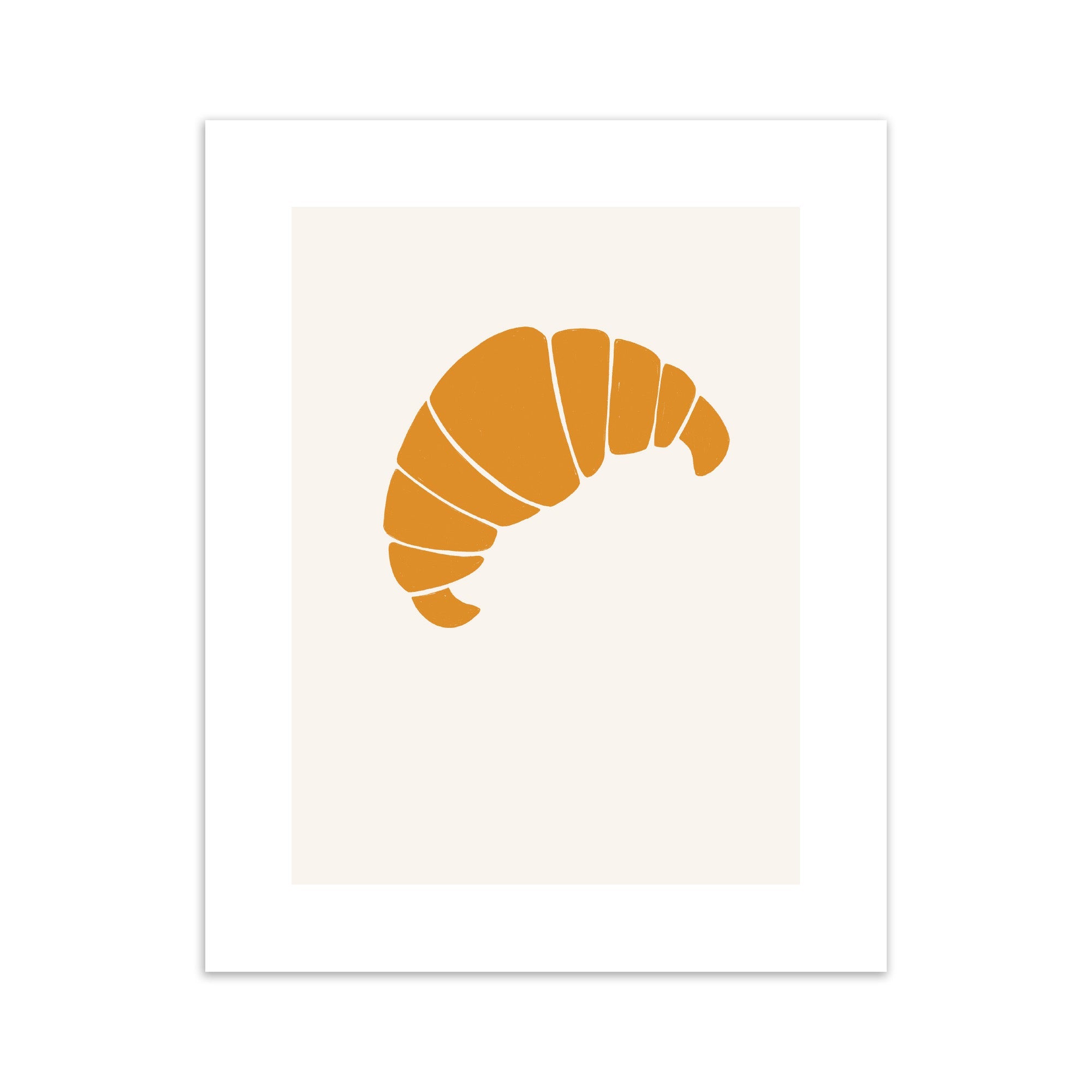A print of a croissant on a cream background.
