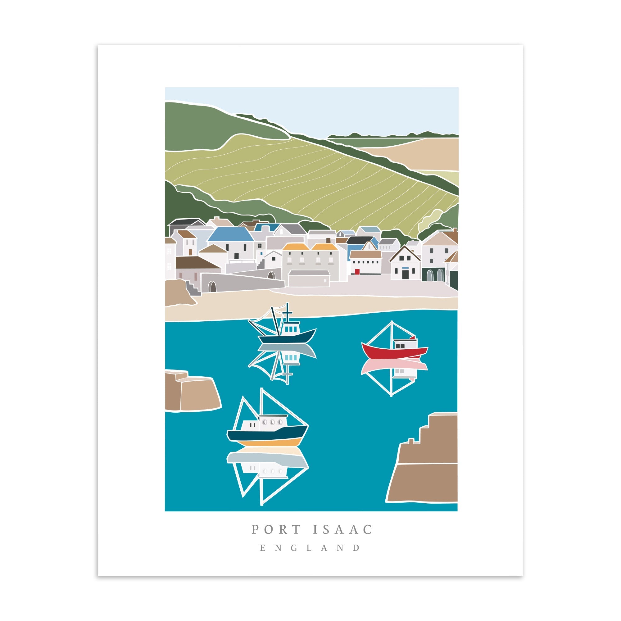 Art print featuring Port Isaac with 'Port Isaac' written below.