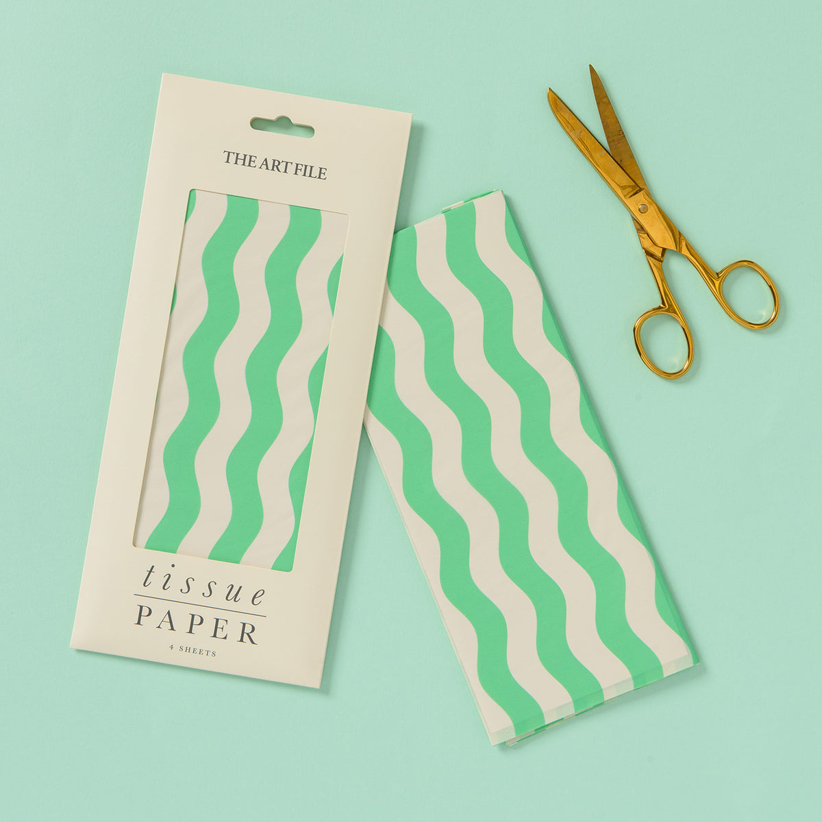 Green Waves Tissue Paper | 4 Sheets