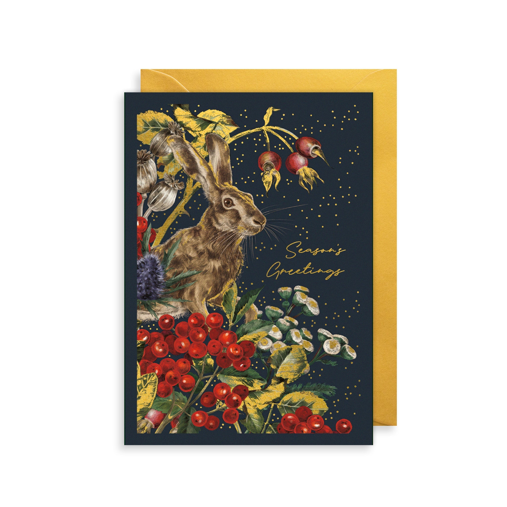 Navy Hare Christmas Card
