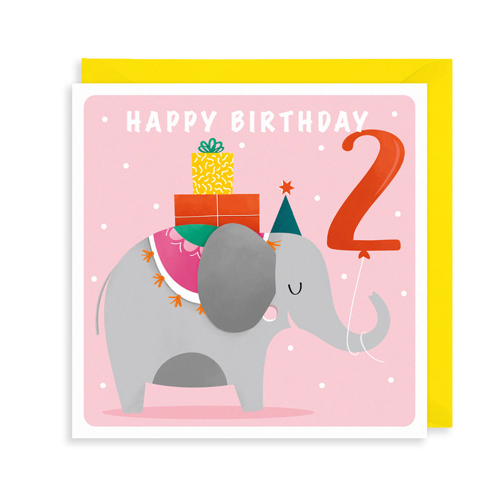 2nd Birthday, Elephant Greetings Card The Art File