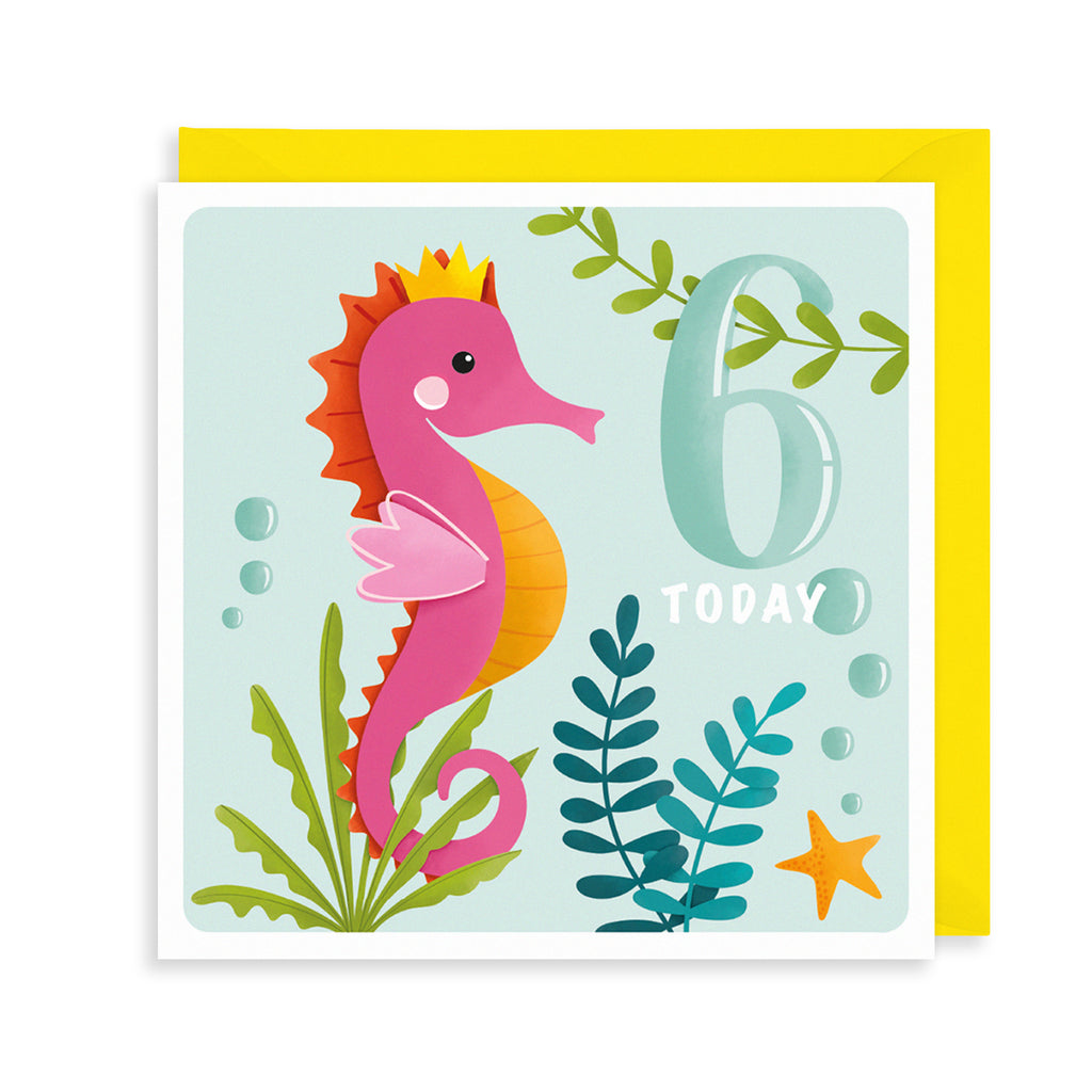 6th Birthday, Seahorse Greetings Card The Art File