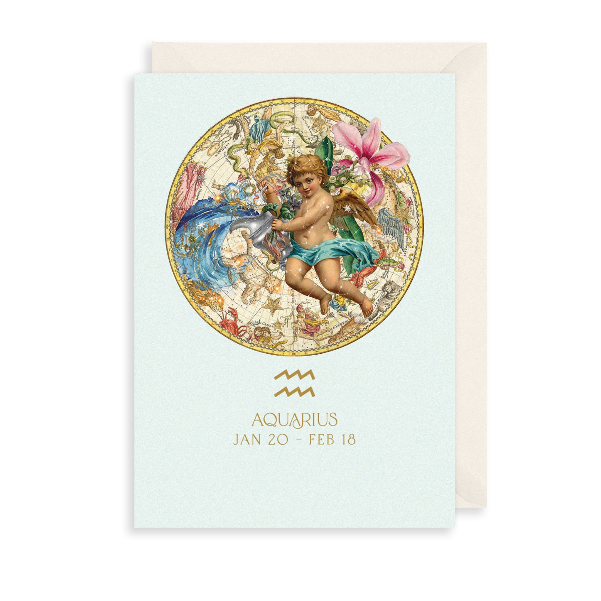 Aquarius Zodiac Birthday Card